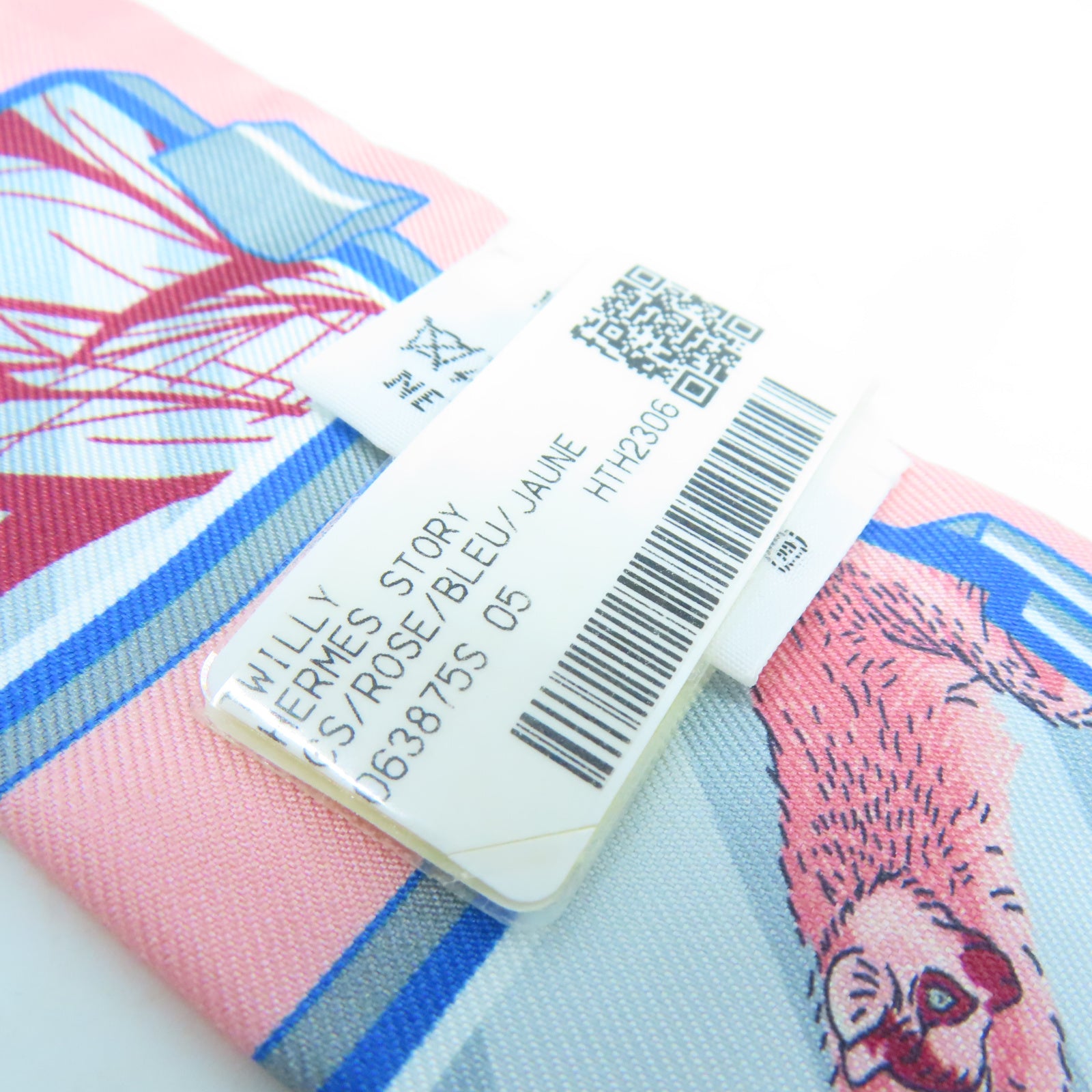 HERMES 【激減優惠】絲質Twilly Scarf絲巾粉紅色