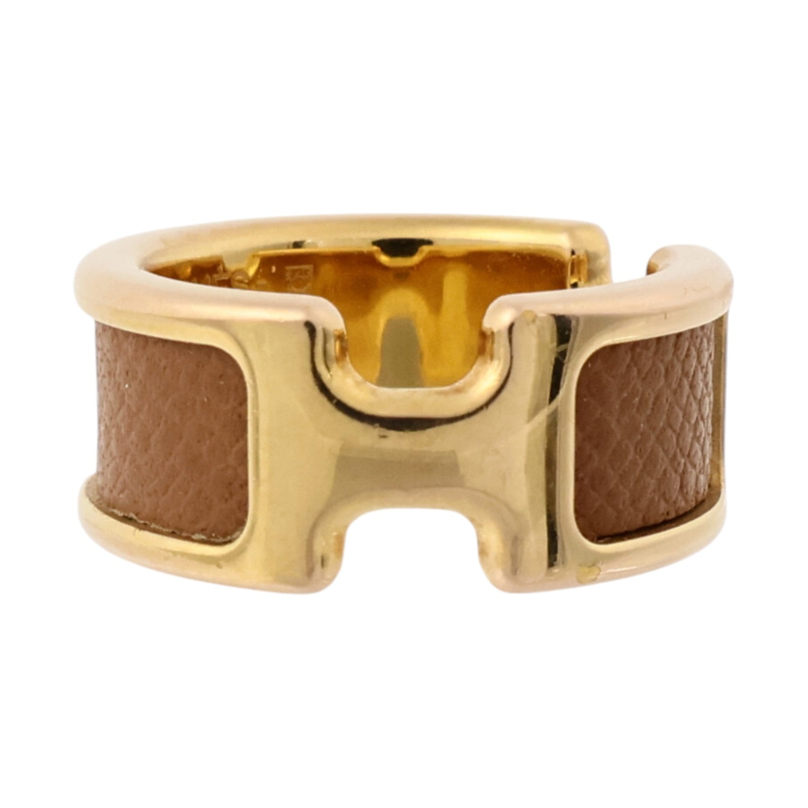 HERMES Madame皮革/金屬Olympe Ring Small Model戒指Gold