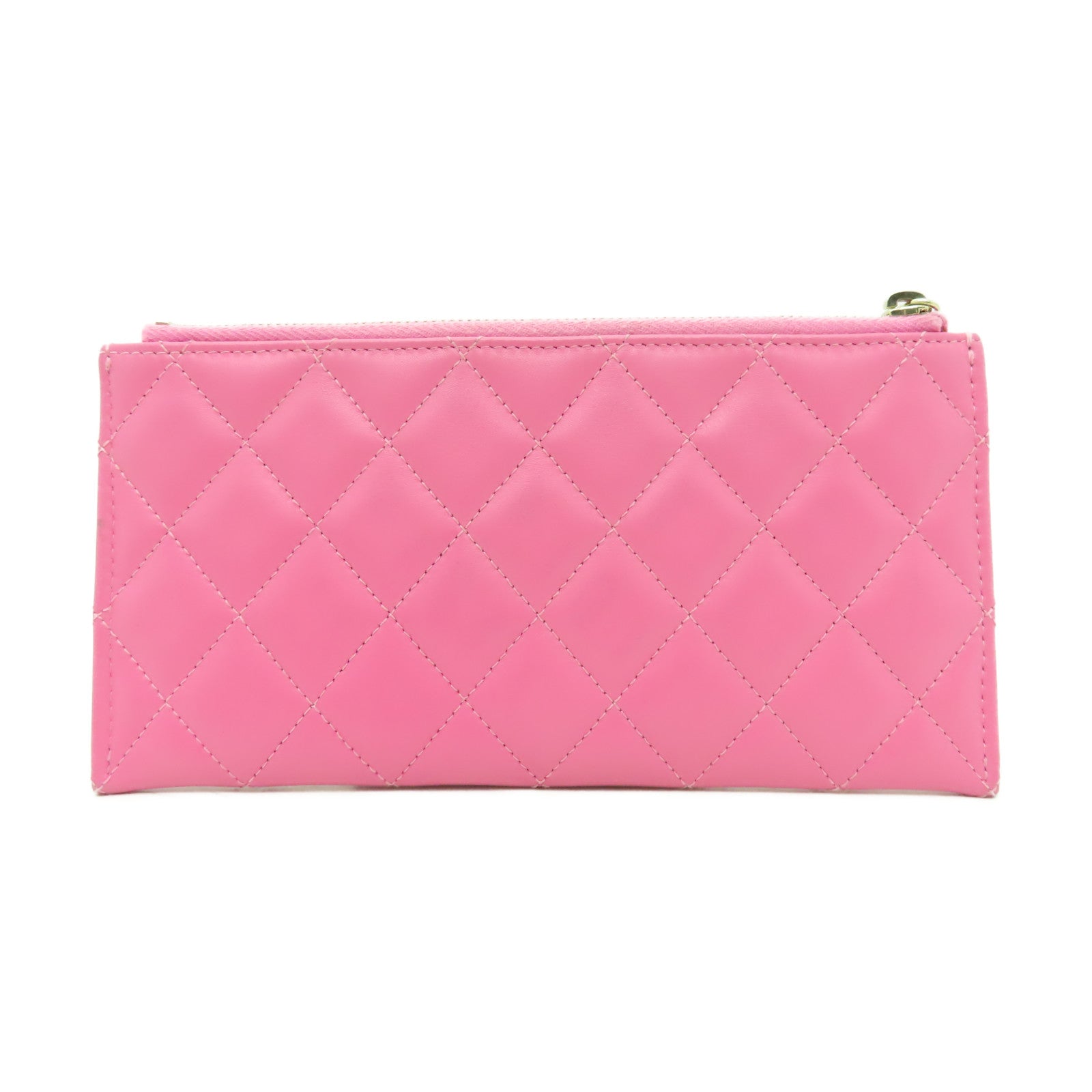 CHANEL 【激減優惠】菱格牛皮皮革Boy Pouch Wallet金扣長錢包粉紅色