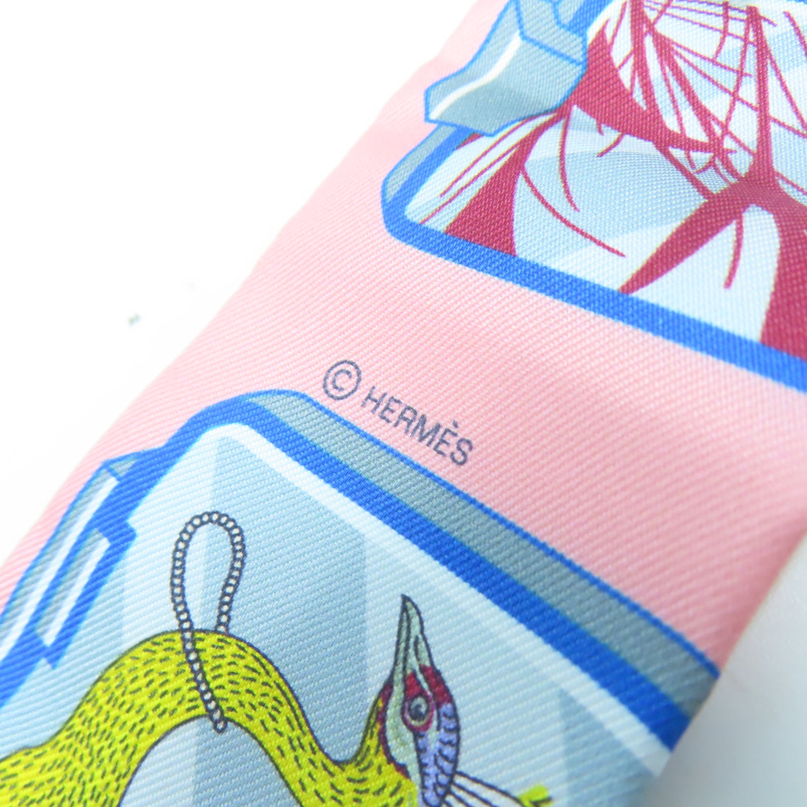 HERMES 【激減優惠】絲質Twilly Scarf絲巾粉紅色
