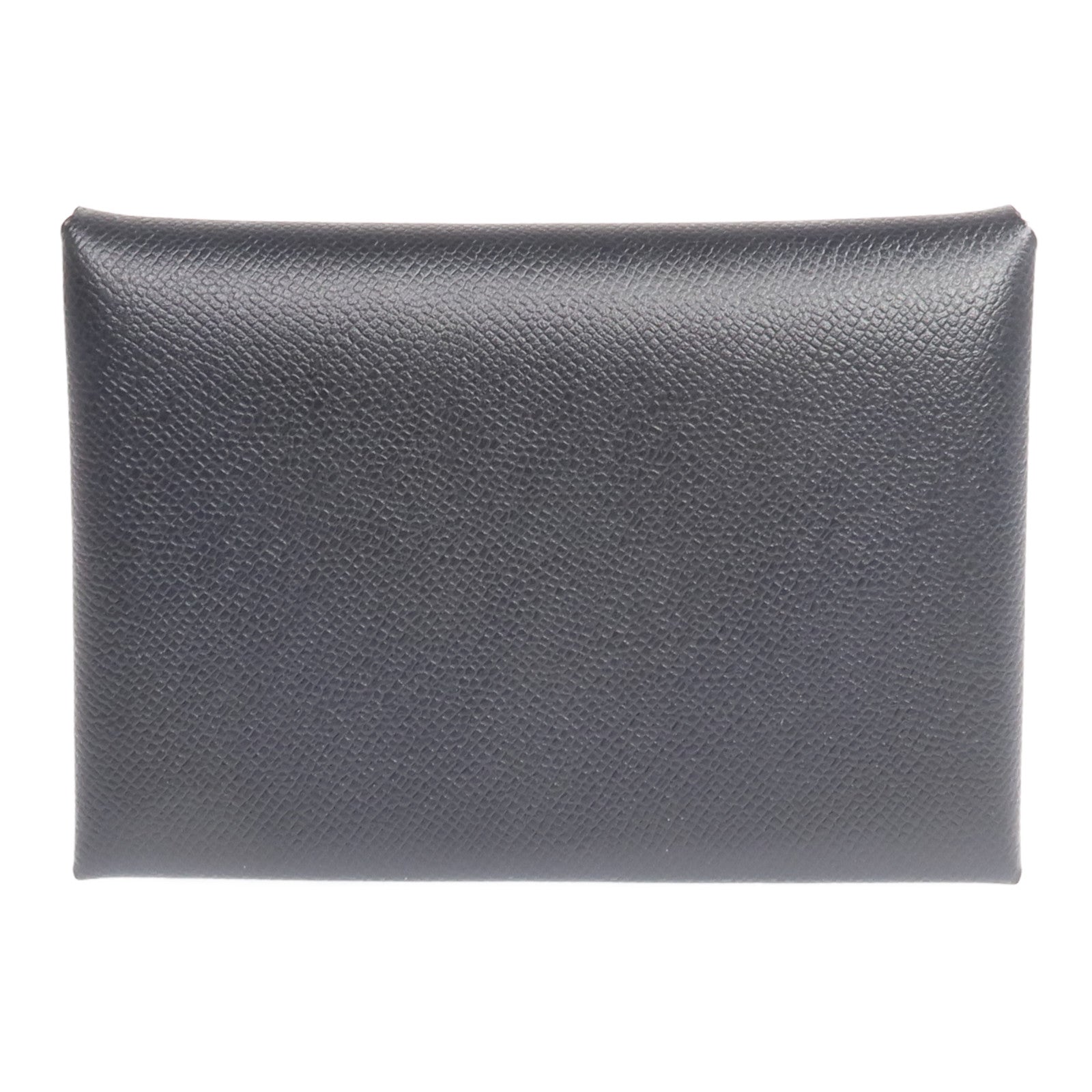 HERMES Madame皮革Calvi Duo銀扣卡片套Noir