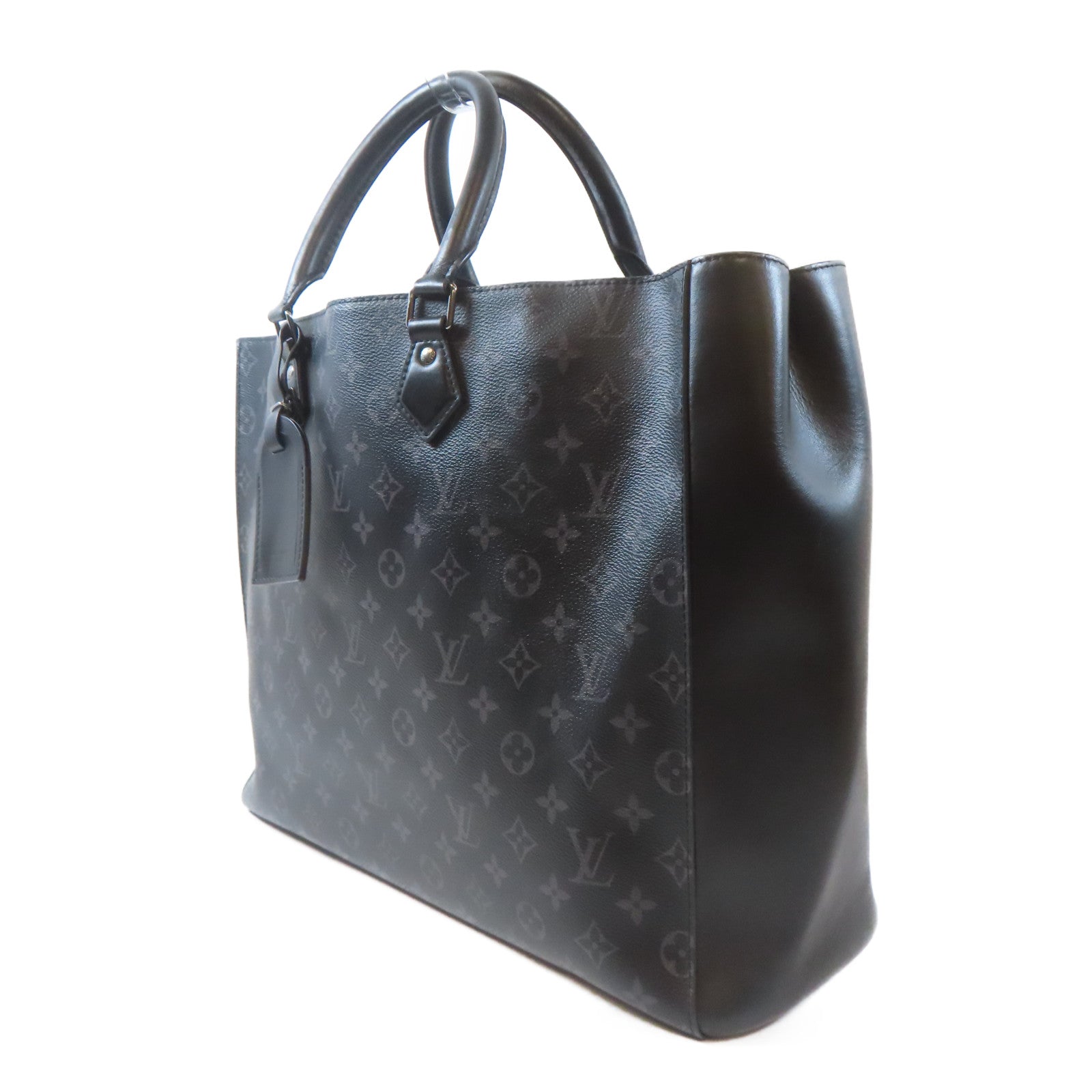 LOUIS VUITTON Monogram Eclipse Grand Sac銀扣手挽袋黑色