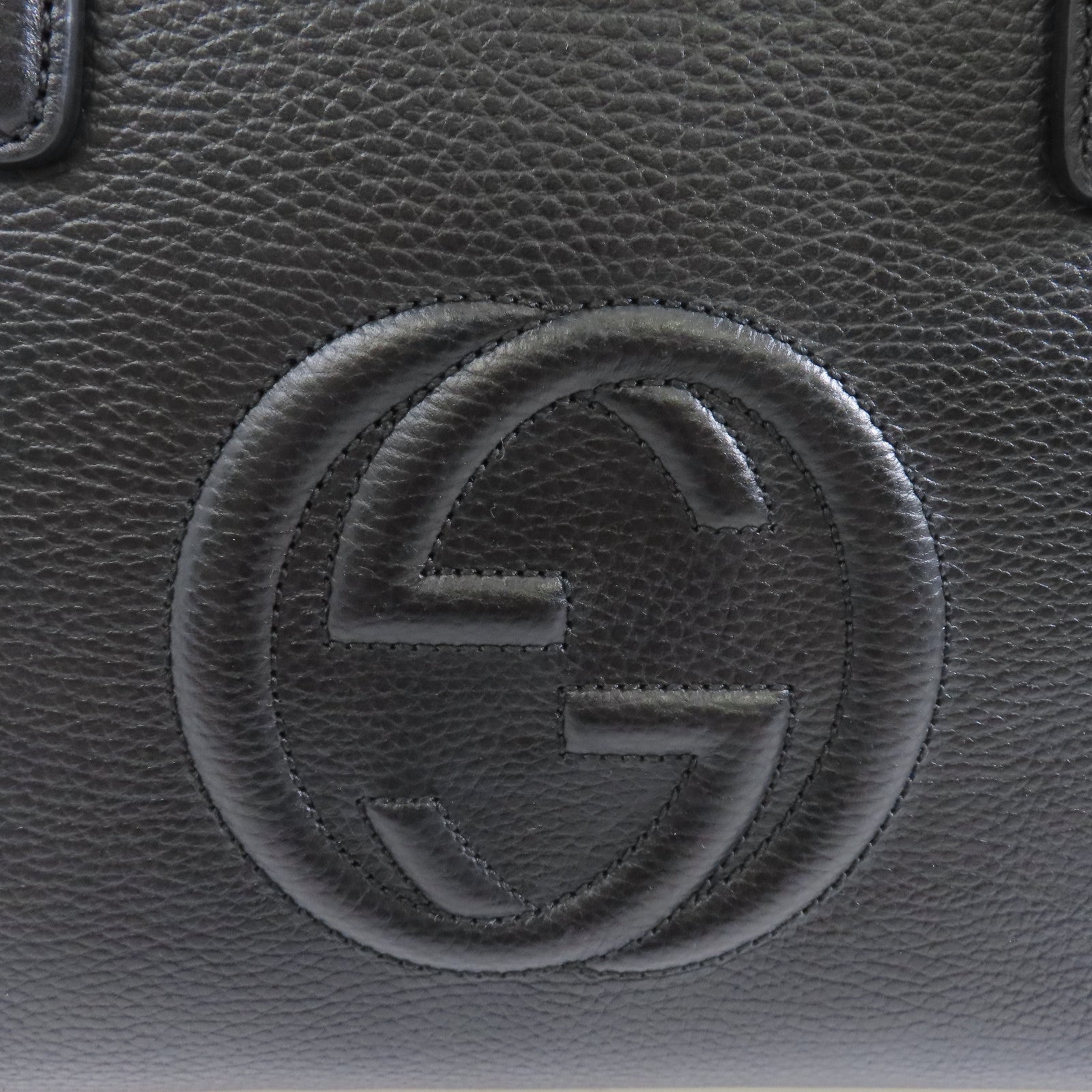 GUCCI 牛皮皮革Soho Shoulder Bag金扣手挽肩背兩用袋黑色