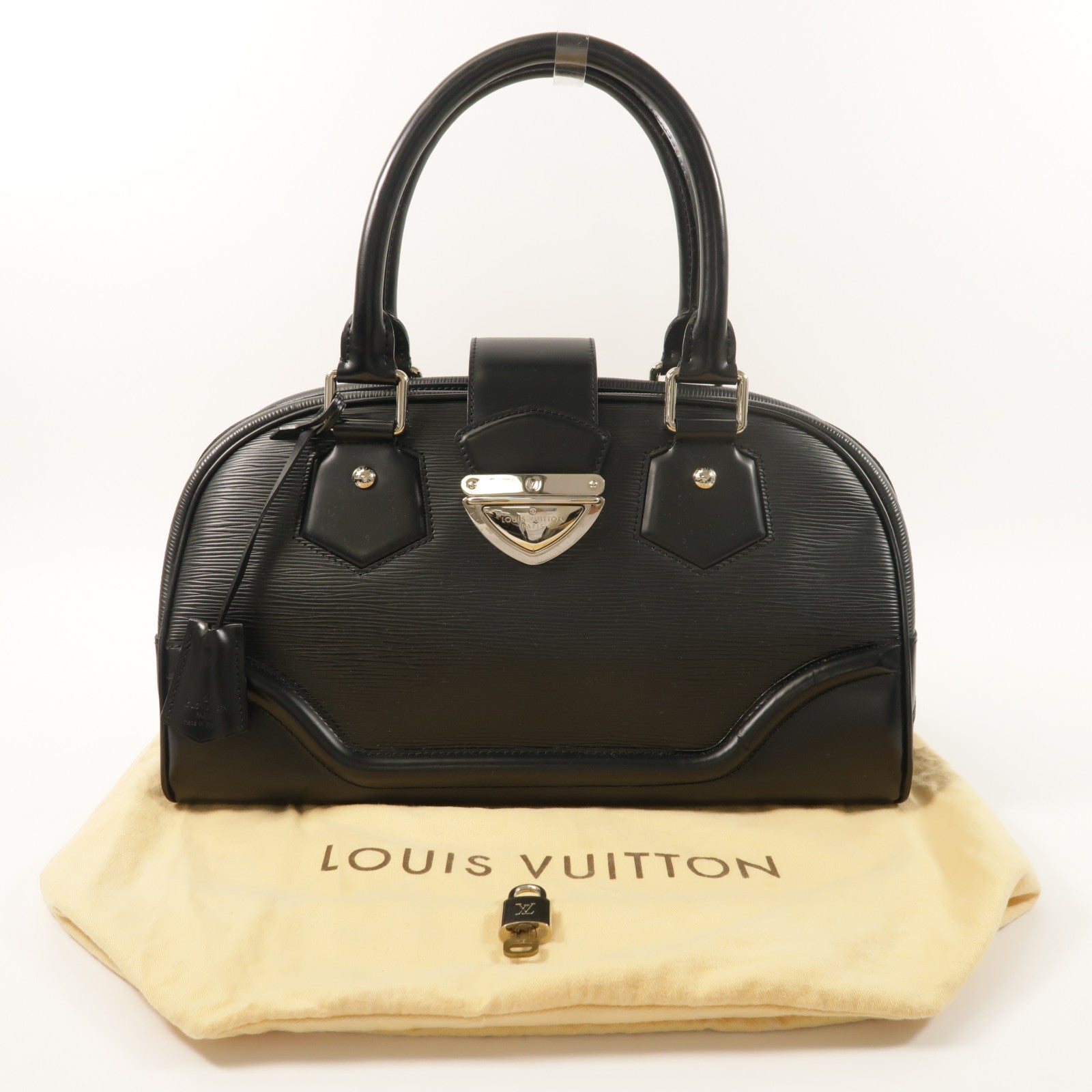 LOUIS VUITTON Epi Bowling Montaigne GM銀扣手挽袋