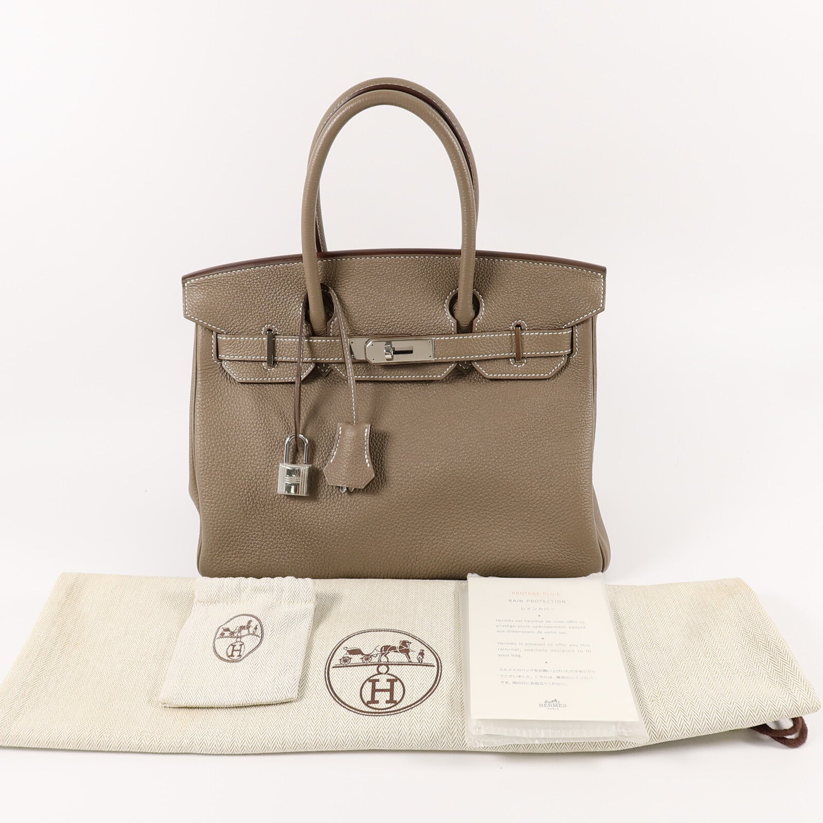 HERMES Togo皮革Birkin 30手挽袋Etoupe