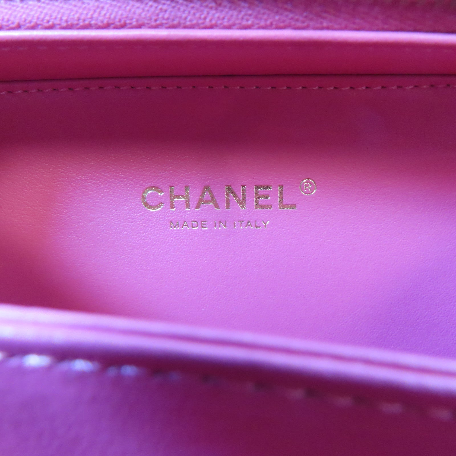 CHANEL 菱格Caviar皮革Vanity Case金扣手挽肩背兩用袋桃紅色