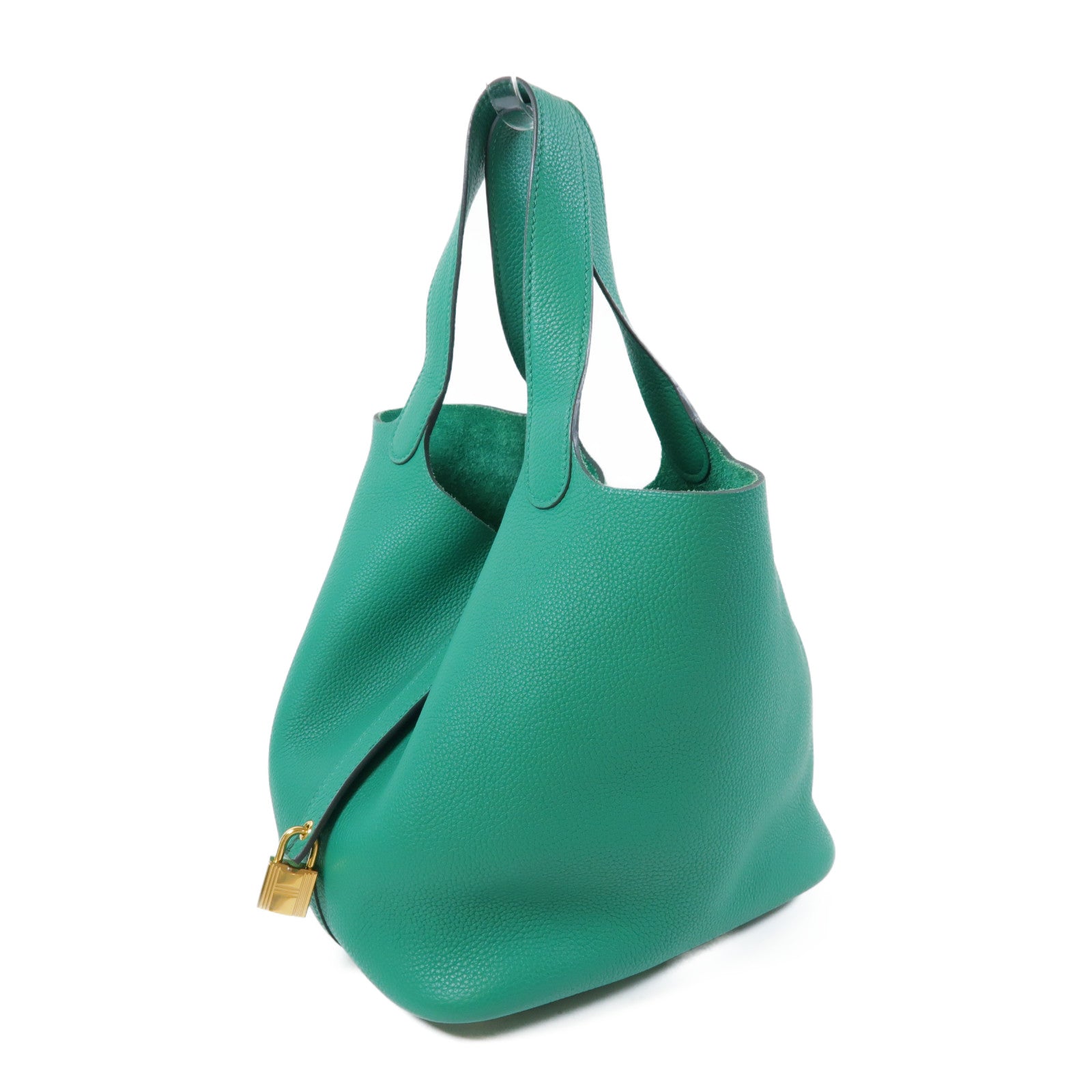 HERMES 【激減優惠】Maurice皮革Picotin MM金扣手挽袋Vert Jade松柏綠色