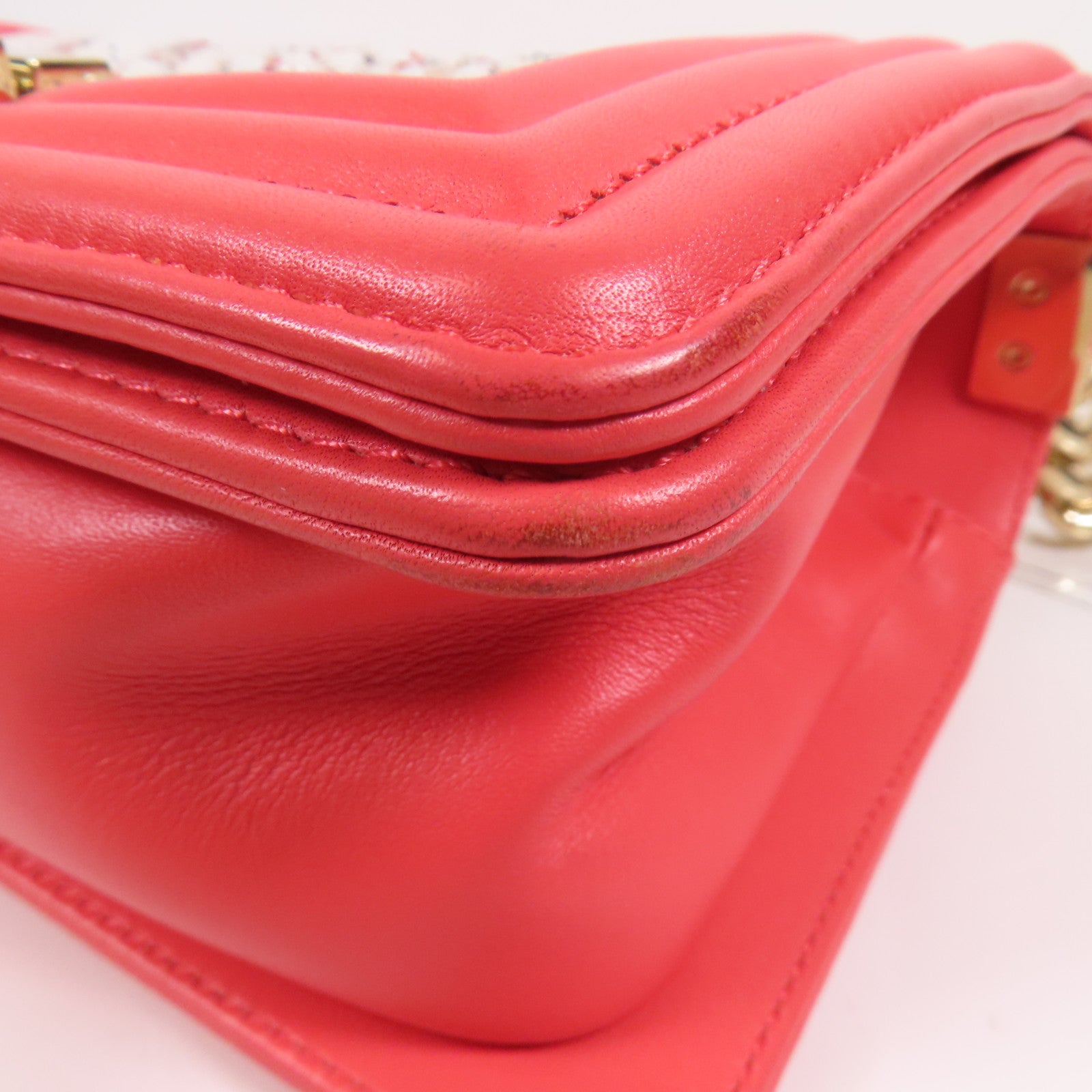 CHANEL Tweed/羊皮皮革Boy 20金扣鏈帶肩背袋