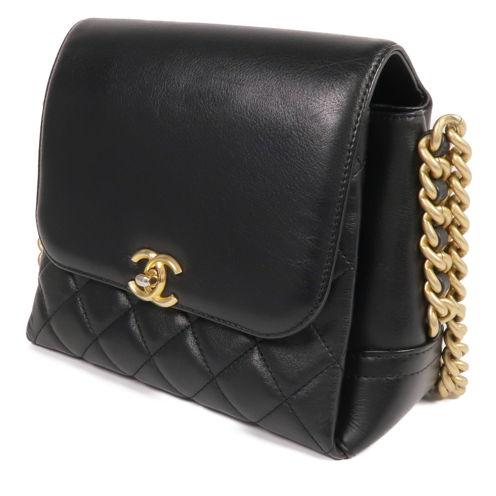 CHANEL 牛皮皮革Chain Shoulder Bag金扣鏈帶肩背袋