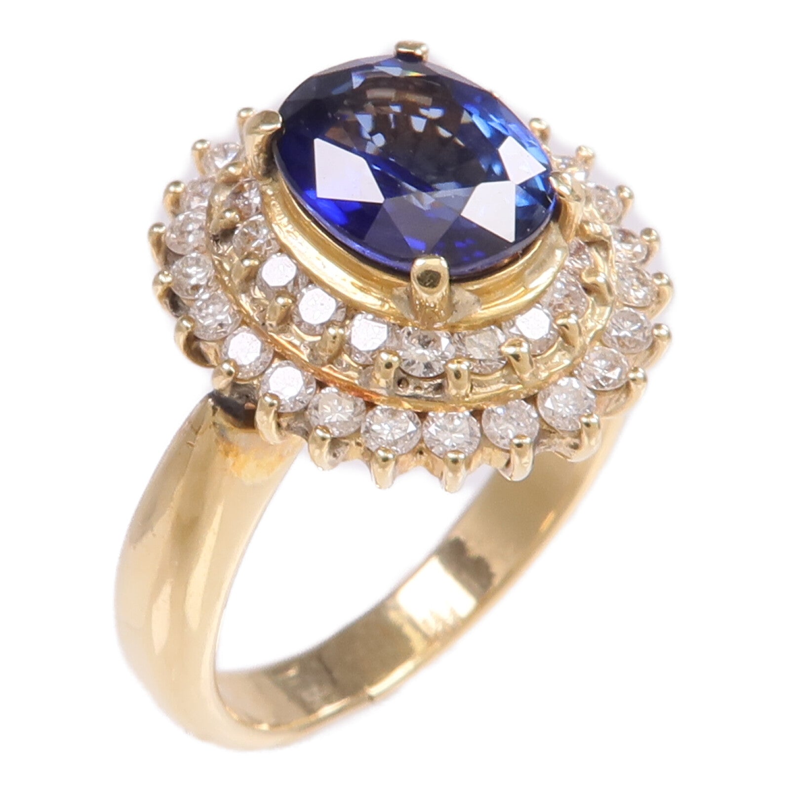 JEWELRY 【激減優惠】18K黃金Sapphire Diamond Ring藍寶石/鑽石戒指US#5.25