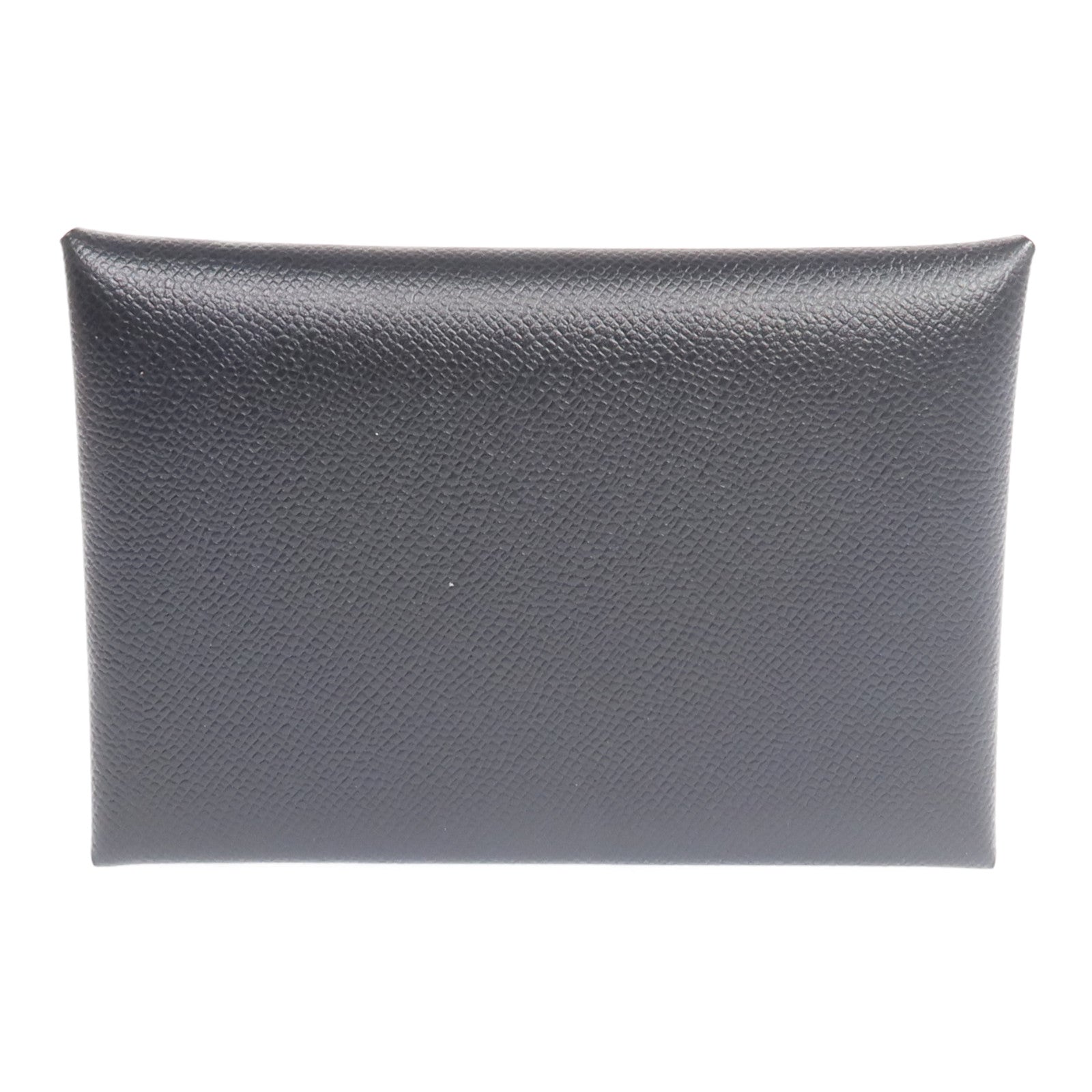 HERMES Madame皮革Calvi Duo銀扣卡片套Noir