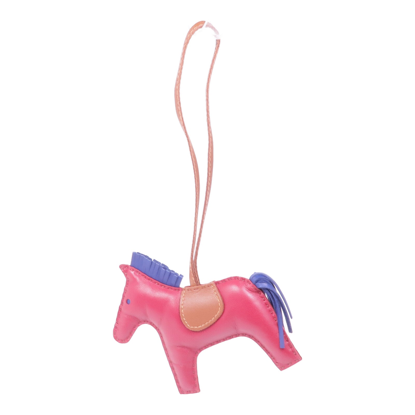 HERMES Milo皮革Rodeo MM掛飾Rubis/Fauve