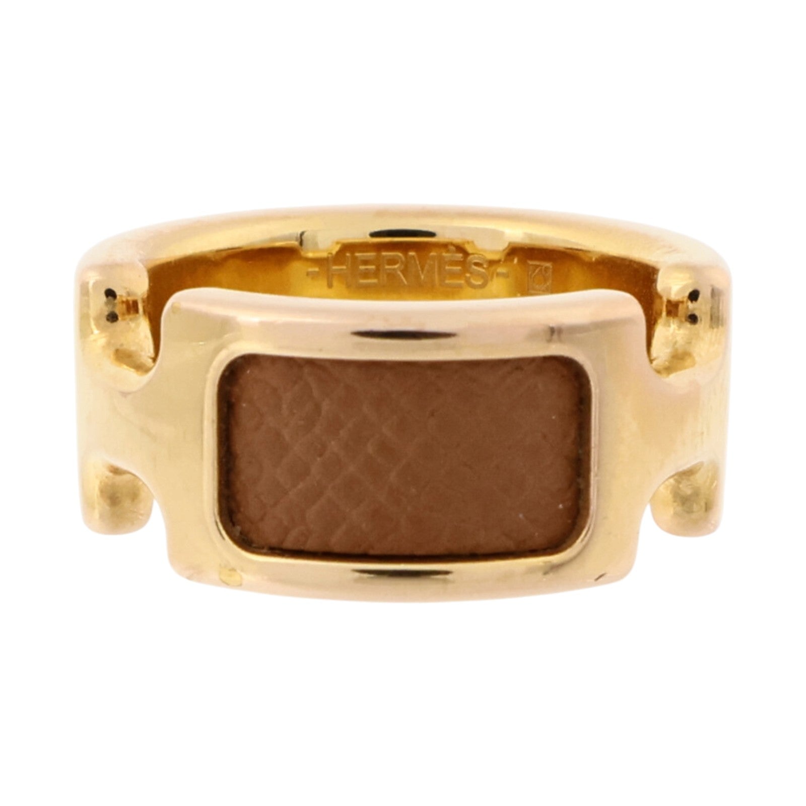 HERMES Madame皮革/金屬Olympe Ring Small Model戒指Gold