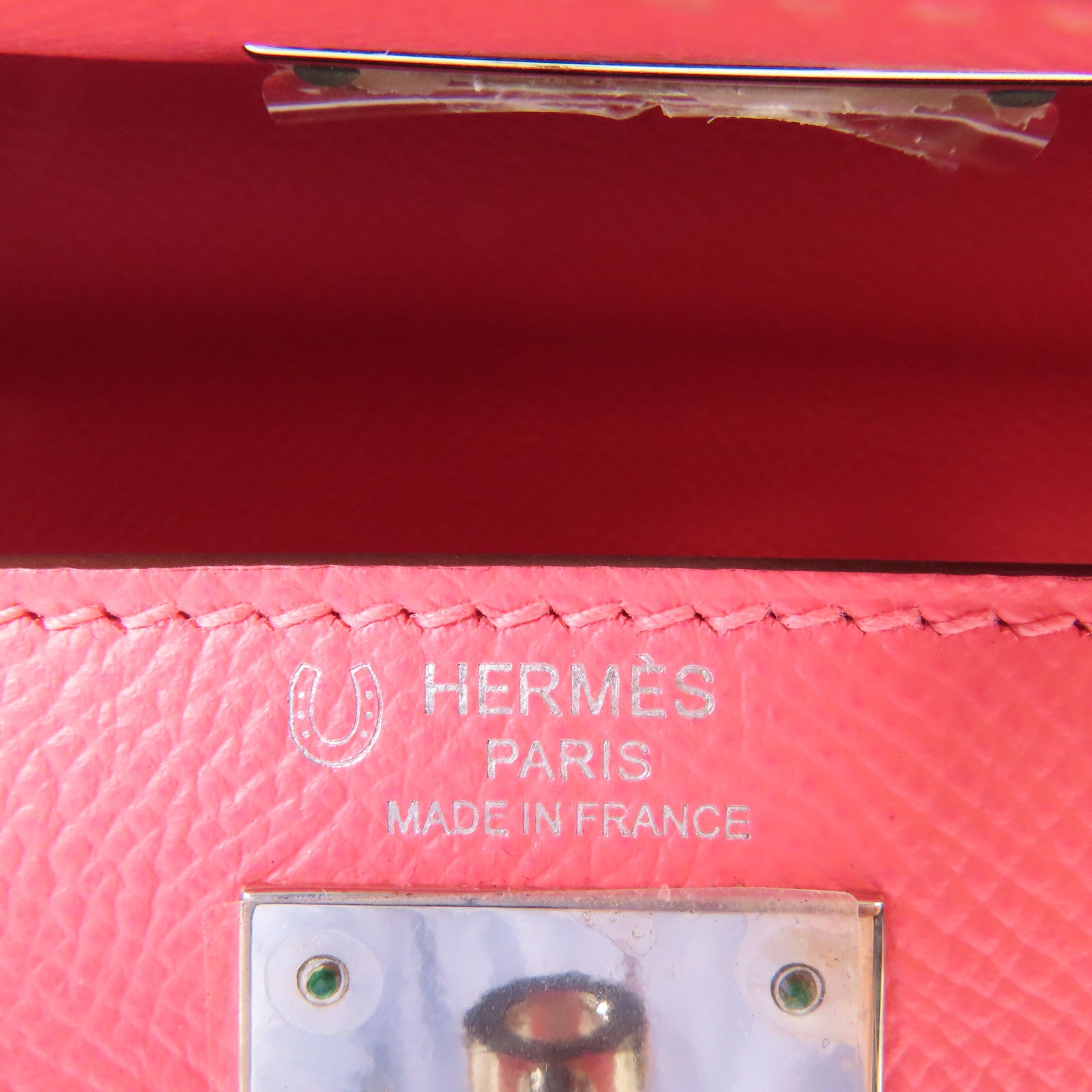 HERMES 【激減優惠】Epsom皮革Kelly 28銀扣手挽肩背兩用袋粉紅色/棕色