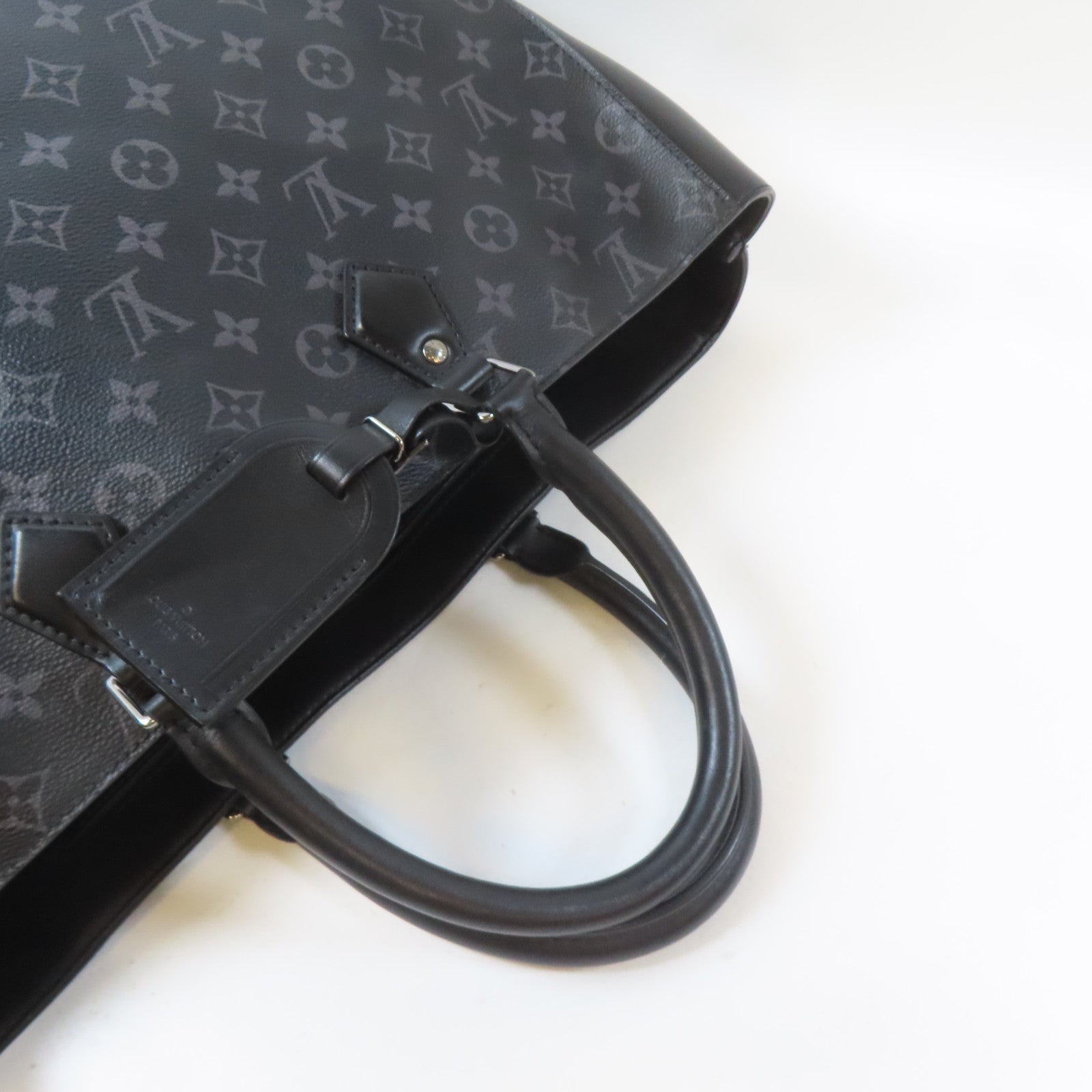 LOUIS VUITTON Monogram Eclipse Grand Sac銀扣手挽袋黑色