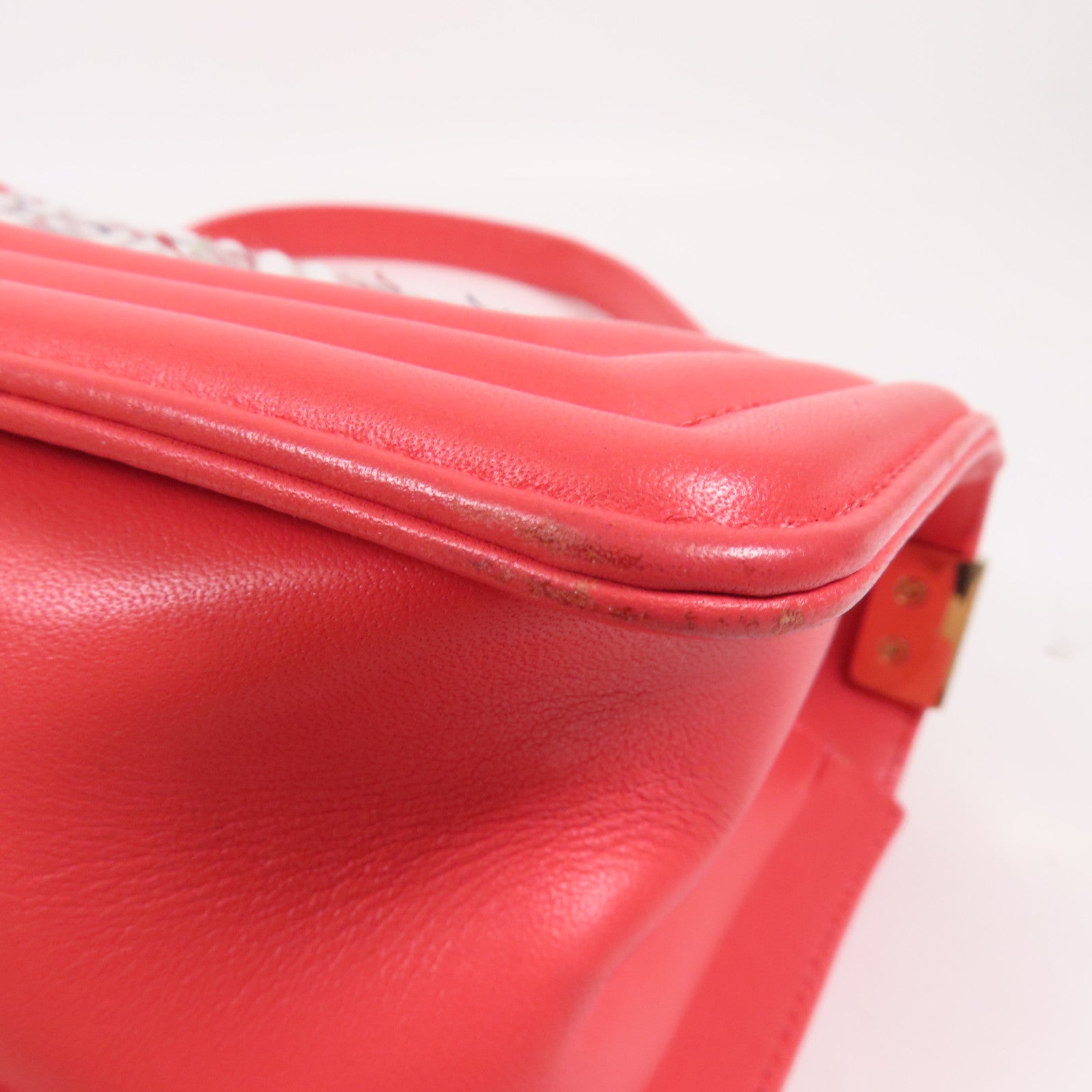 CHANEL Tweed/羊皮皮革Boy 20金扣鏈帶肩背袋