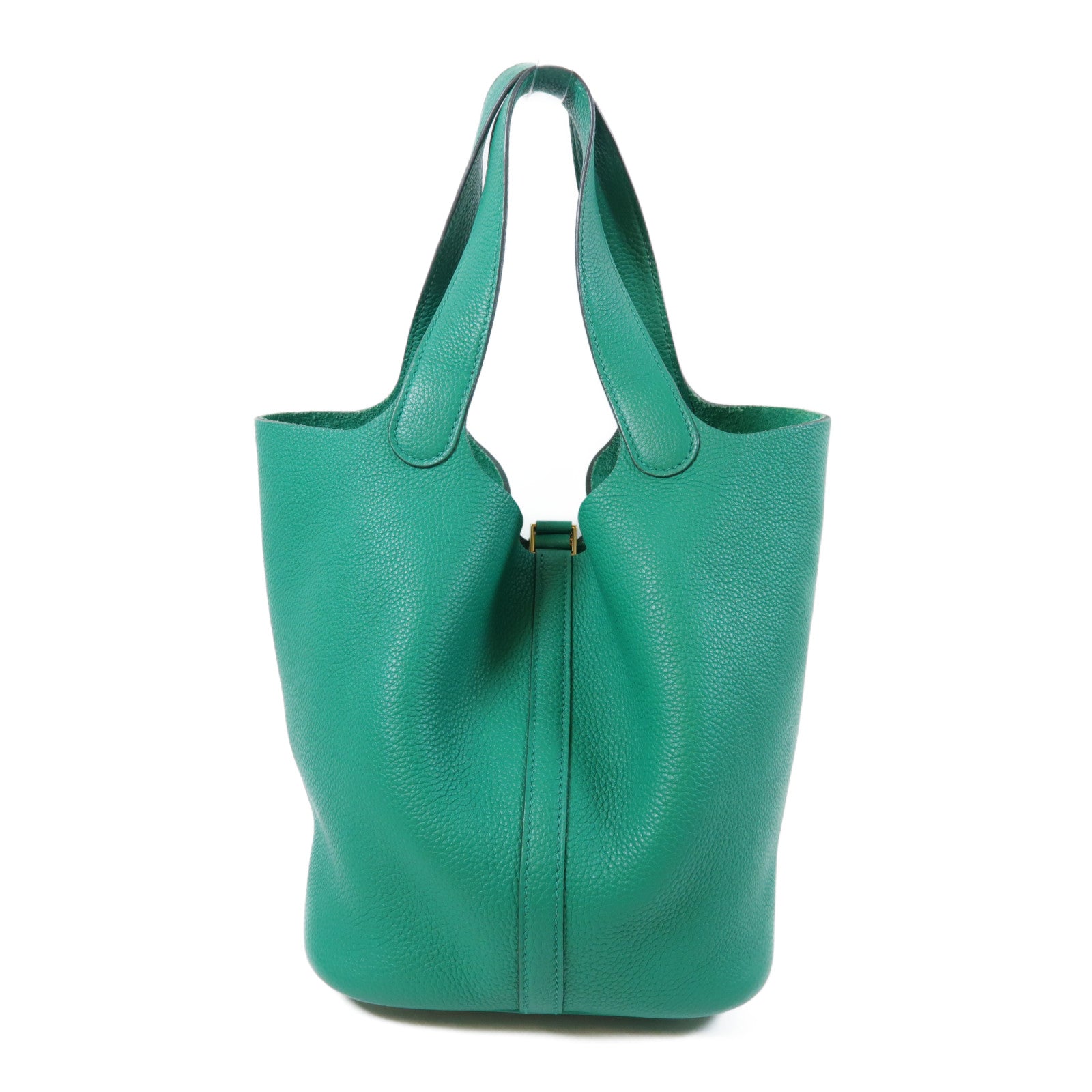 HERMES 【激減優惠】Maurice皮革Picotin MM金扣手挽袋Vert Jade松柏綠色