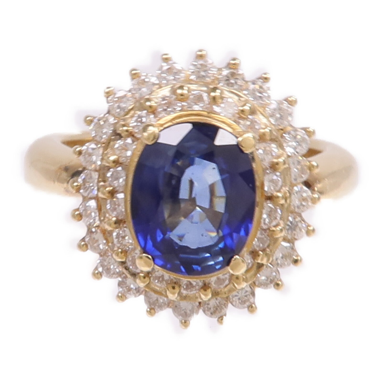 JEWELRY 【激減優惠】18K黃金Sapphire Diamond Ring藍寶石/鑽石戒指US#5.25