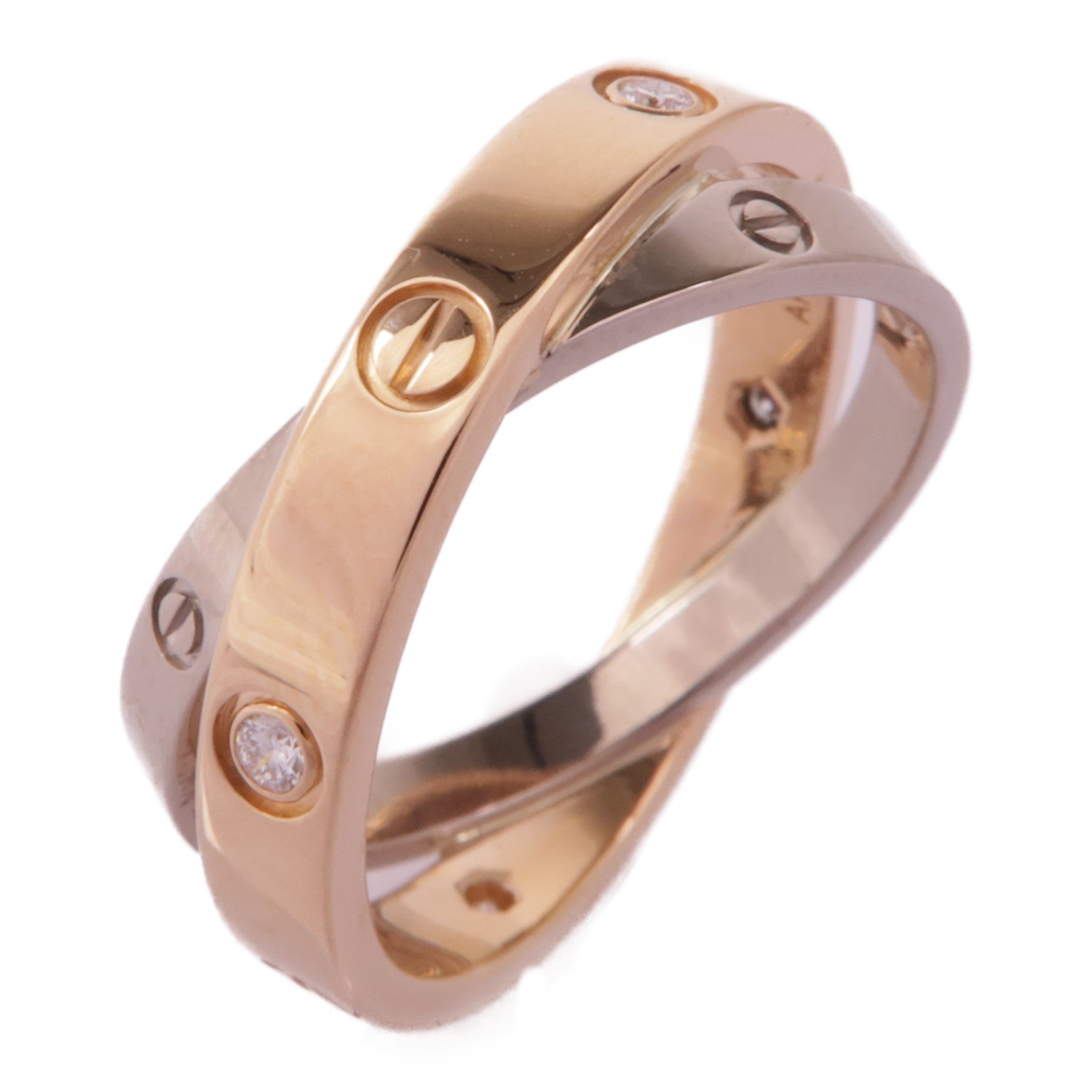CARTIER 18K白金/玫瑰金Love Be Love Ring 6P Diamond鑽石戒指Cartier#56/US#7.5