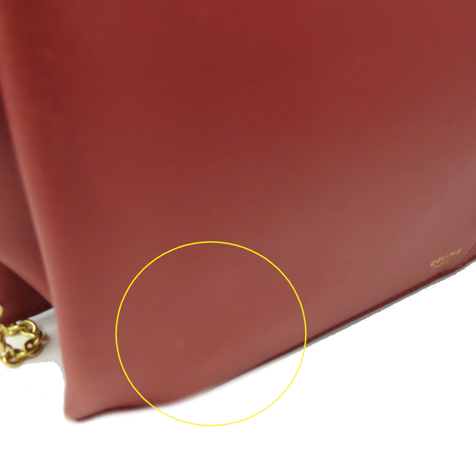 CELINE 【激減優惠】牛皮皮革Chain Shoulder Bag鏈帶肩背袋紅色