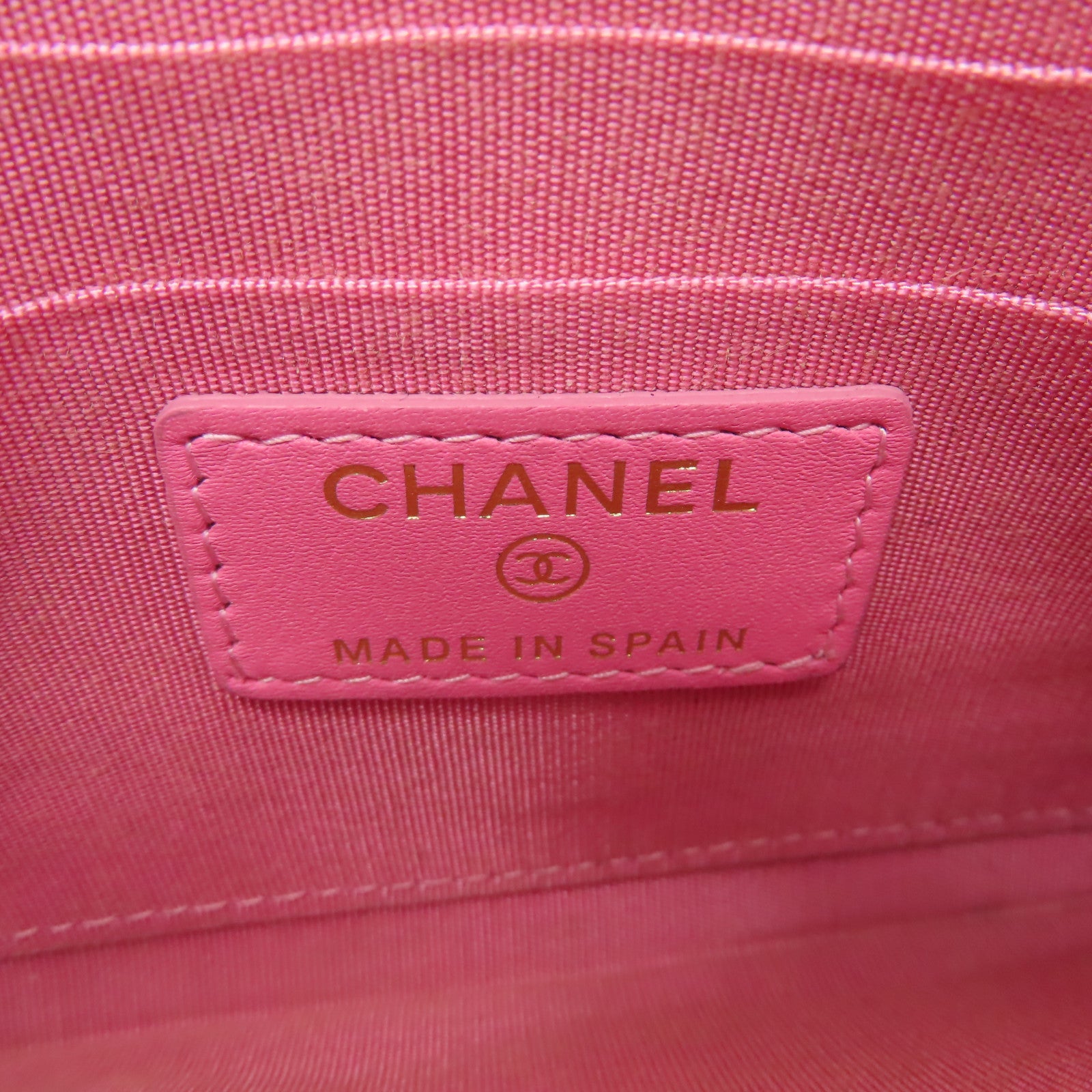 CHANEL 【激減優惠】菱格牛皮皮革Boy Pouch Wallet金扣長錢包粉紅色