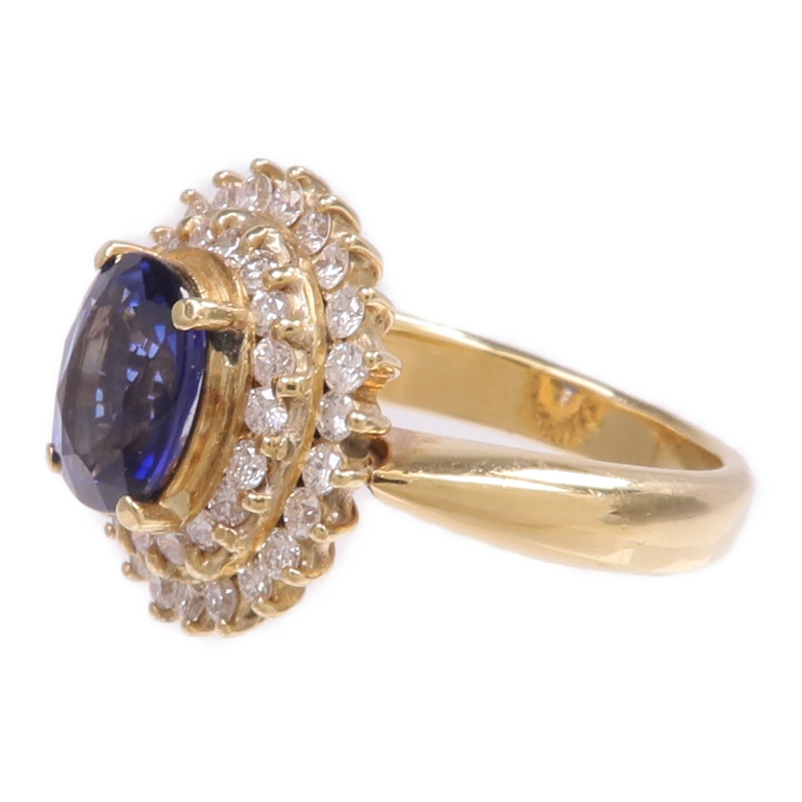 JEWELRY 【激減優惠】18K黃金Sapphire Diamond Ring藍寶石/鑽石戒指US#5.25
