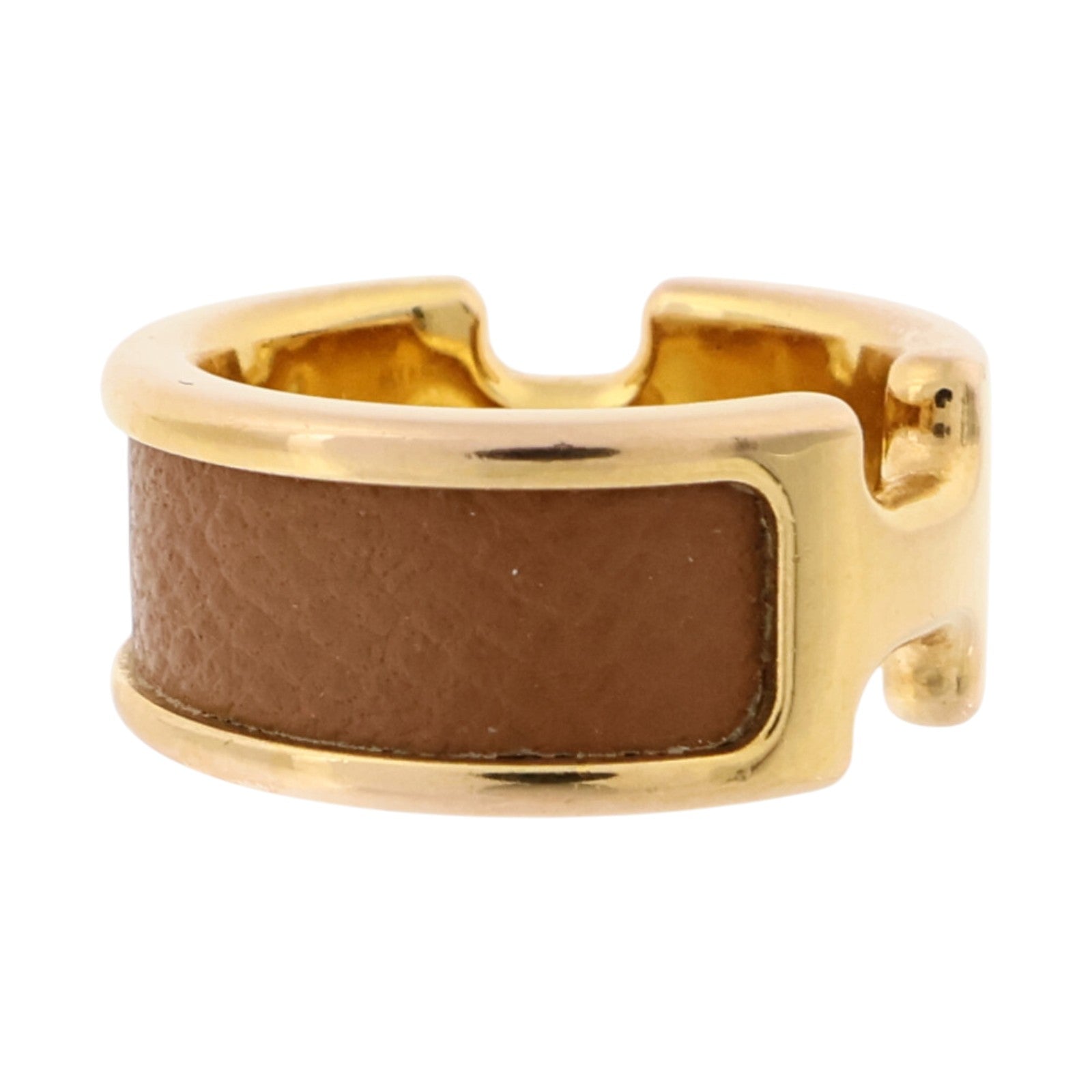 HERMES Madame皮革/金屬Olympe Ring Small Model戒指Gold