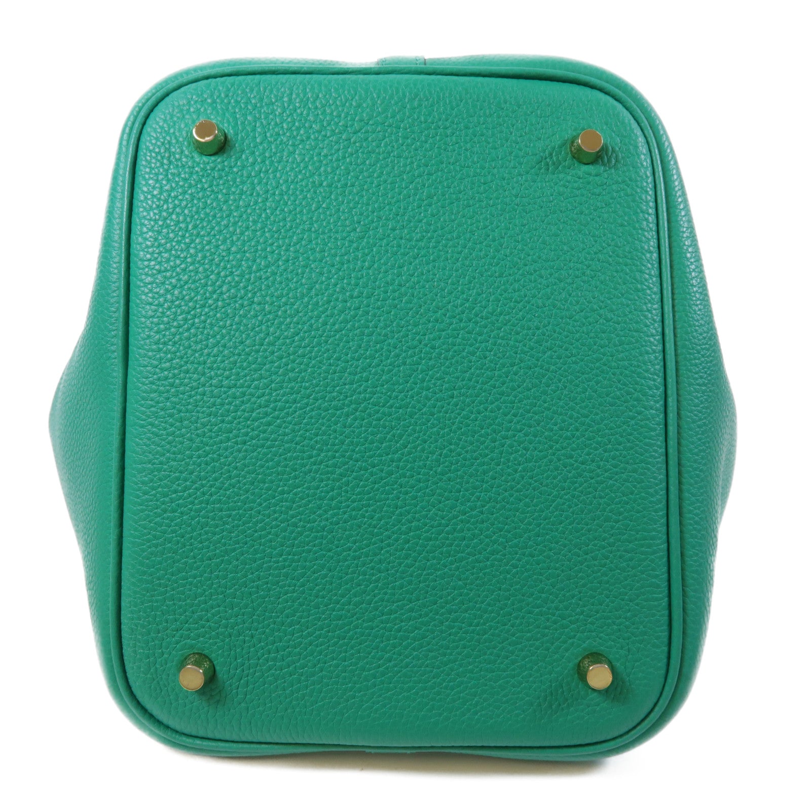 HERMES 【激減優惠】Maurice皮革Picotin MM金扣手挽袋Vert Jade松柏綠色
