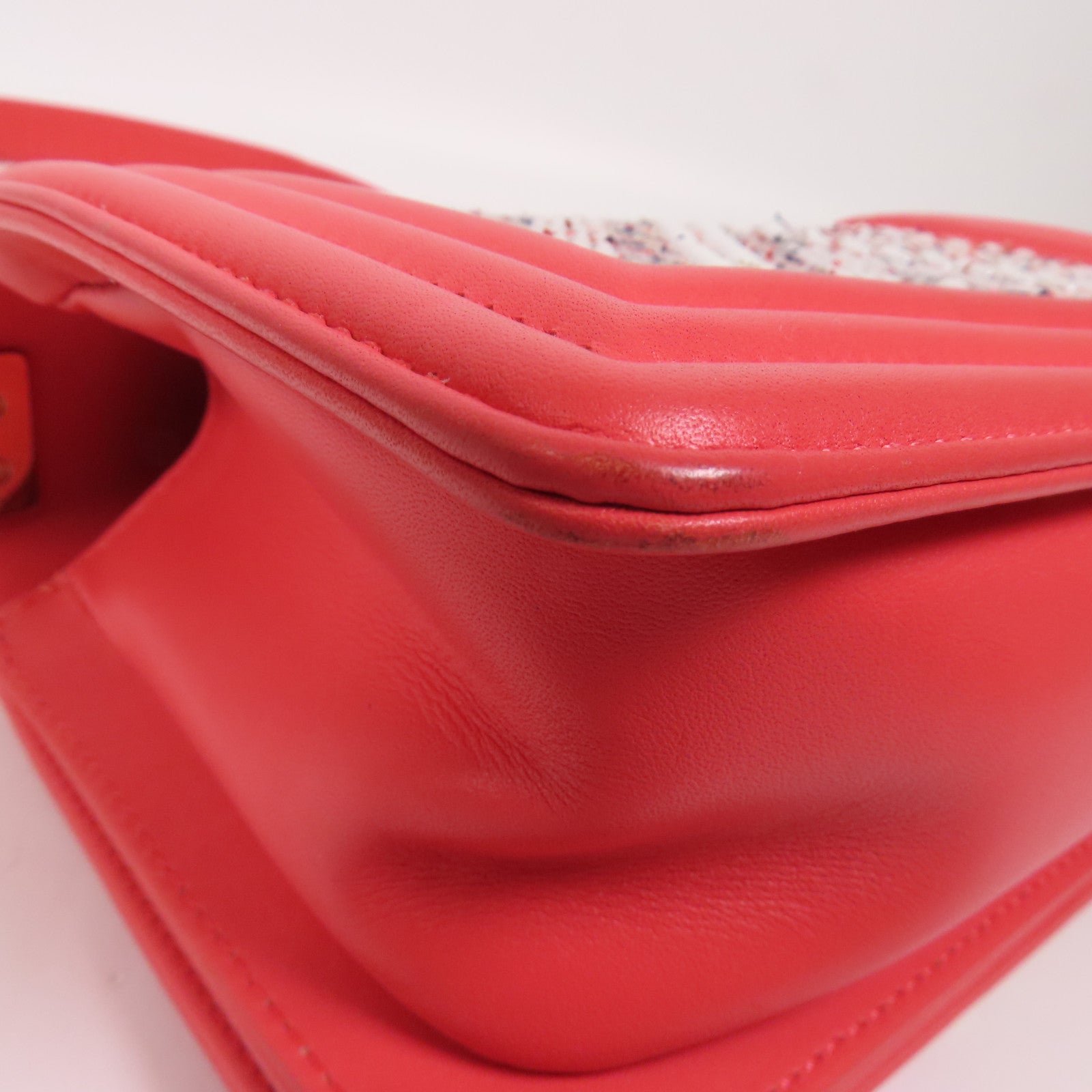 CHANEL Tweed/羊皮皮革Boy 20金扣鏈帶肩背袋