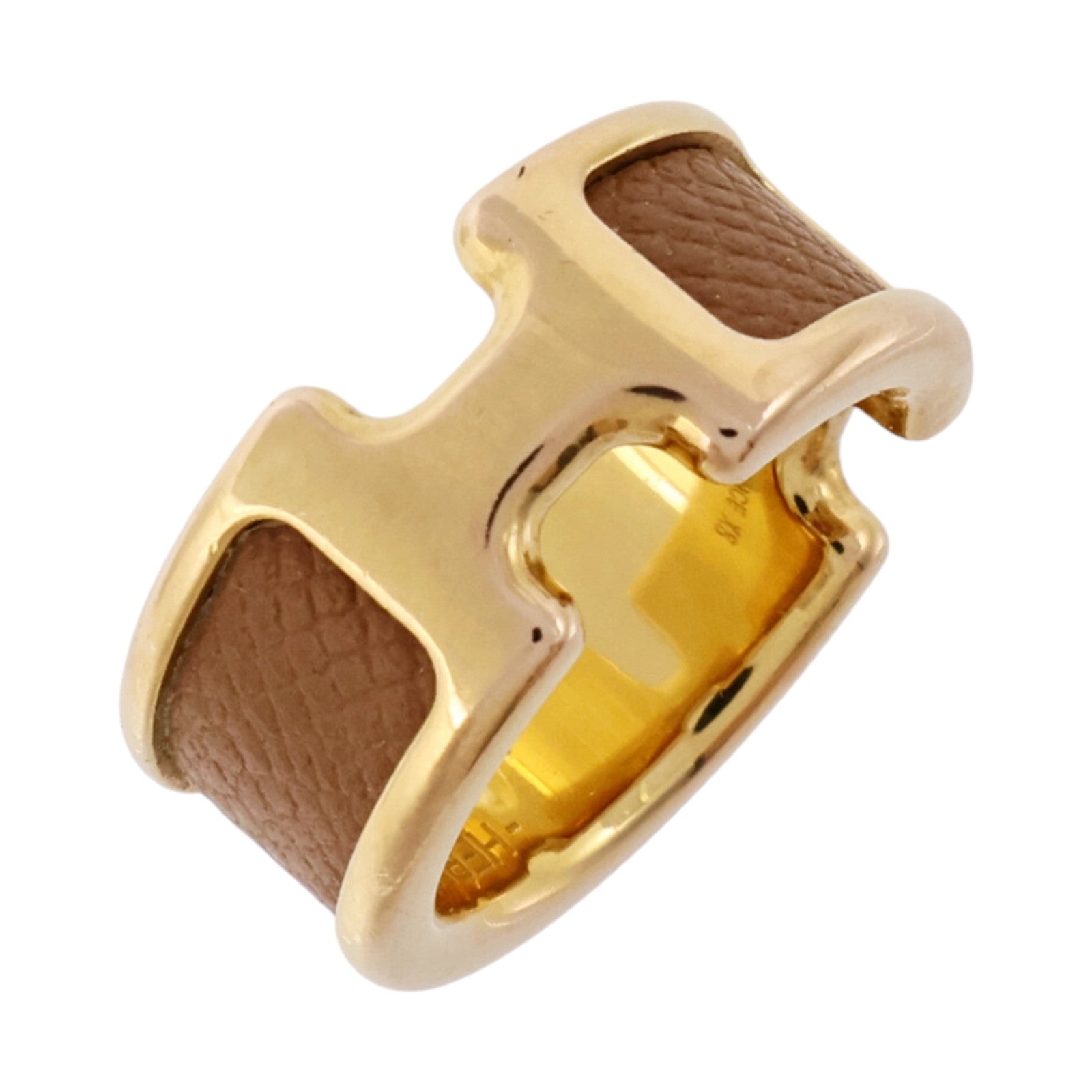 HERMES Madame皮革/金屬Olympe Ring Small Model戒指Gold