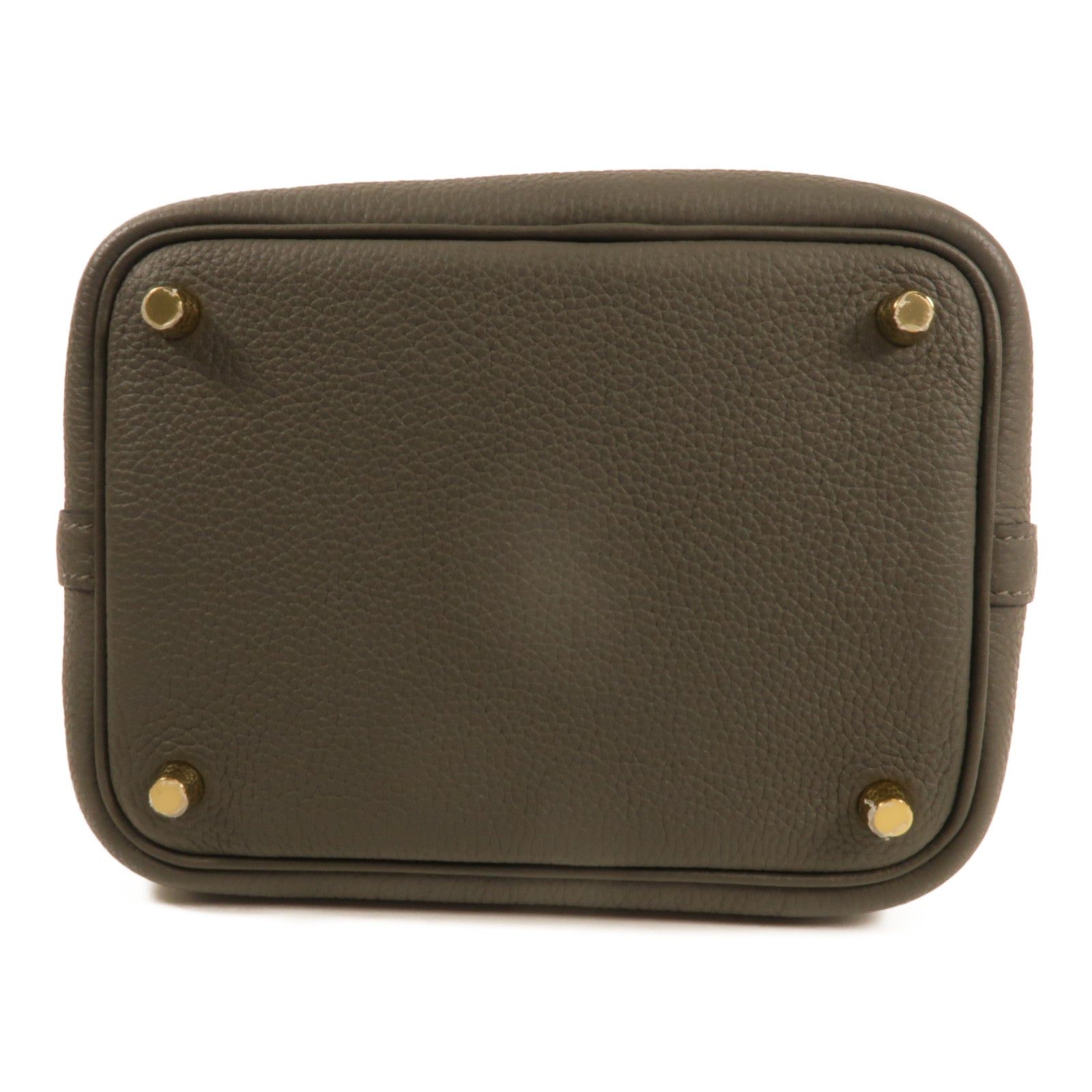 HERMES Clemence皮革Picotin Lock 18金扣手挽袋Gris Meyer