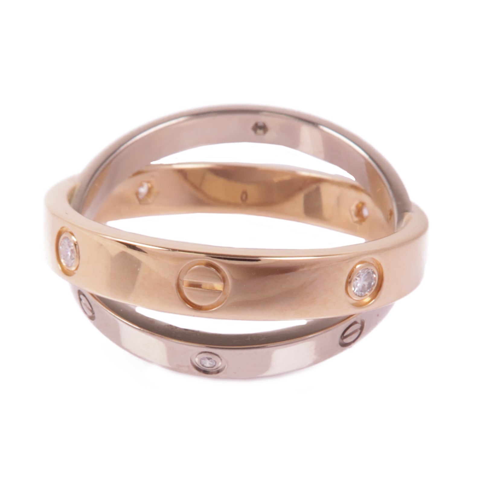 CARTIER 18K白金/玫瑰金Love Be Love Ring 6P Diamond鑽石戒指Cartier#56/US#7.5