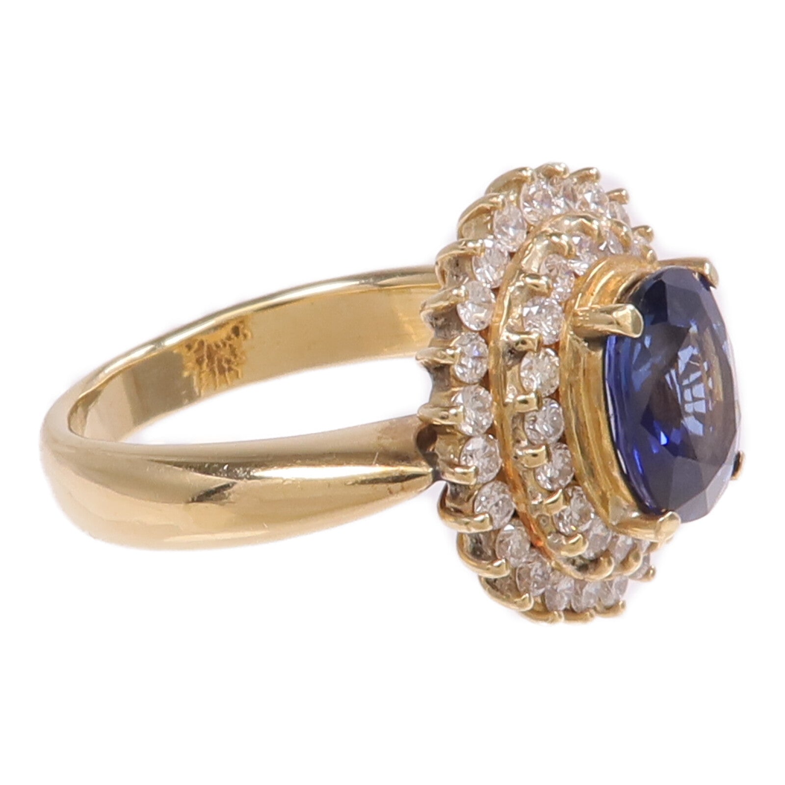 JEWELRY 【激減優惠】18K黃金Sapphire Diamond Ring藍寶石/鑽石戒指US#5.25