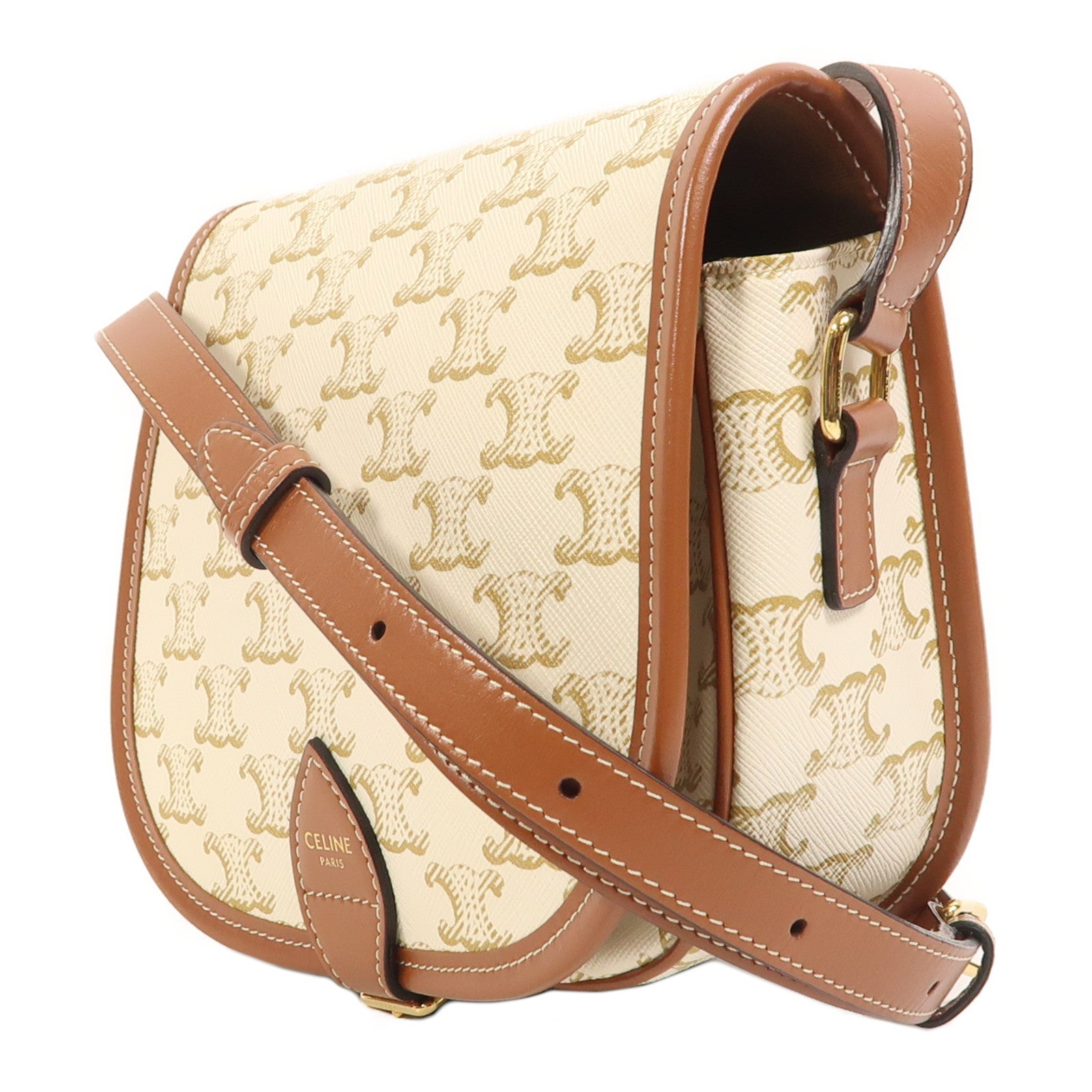 CELINE 塗層帆布Folco Medium金扣肩背袋