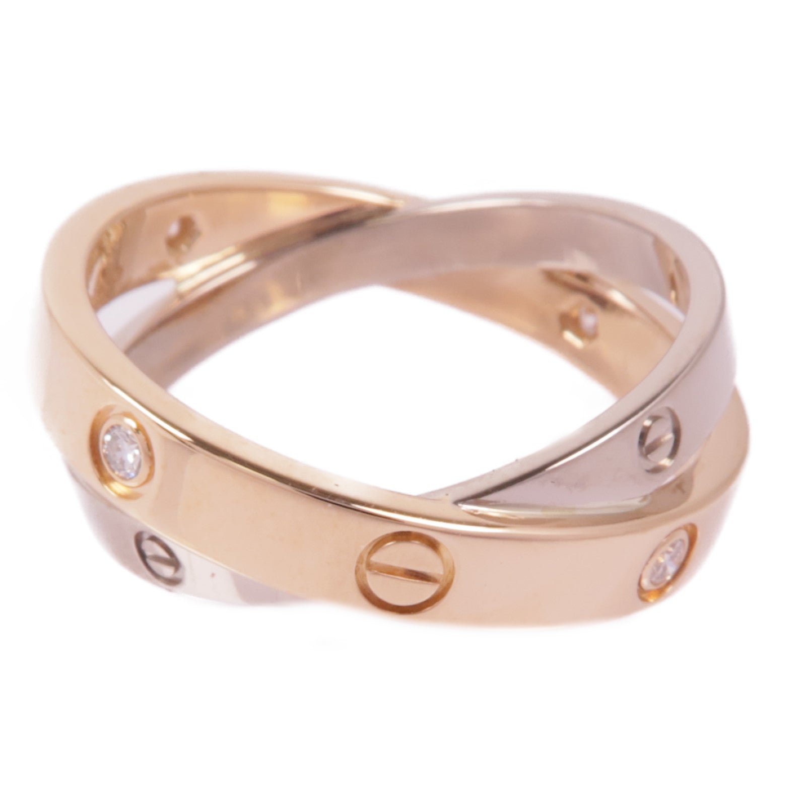 CARTIER 【激減優惠】18K白金/玫瑰金Love Be Love Ring 6P Diamond鑽石戒指Cartier#56/US#7.5