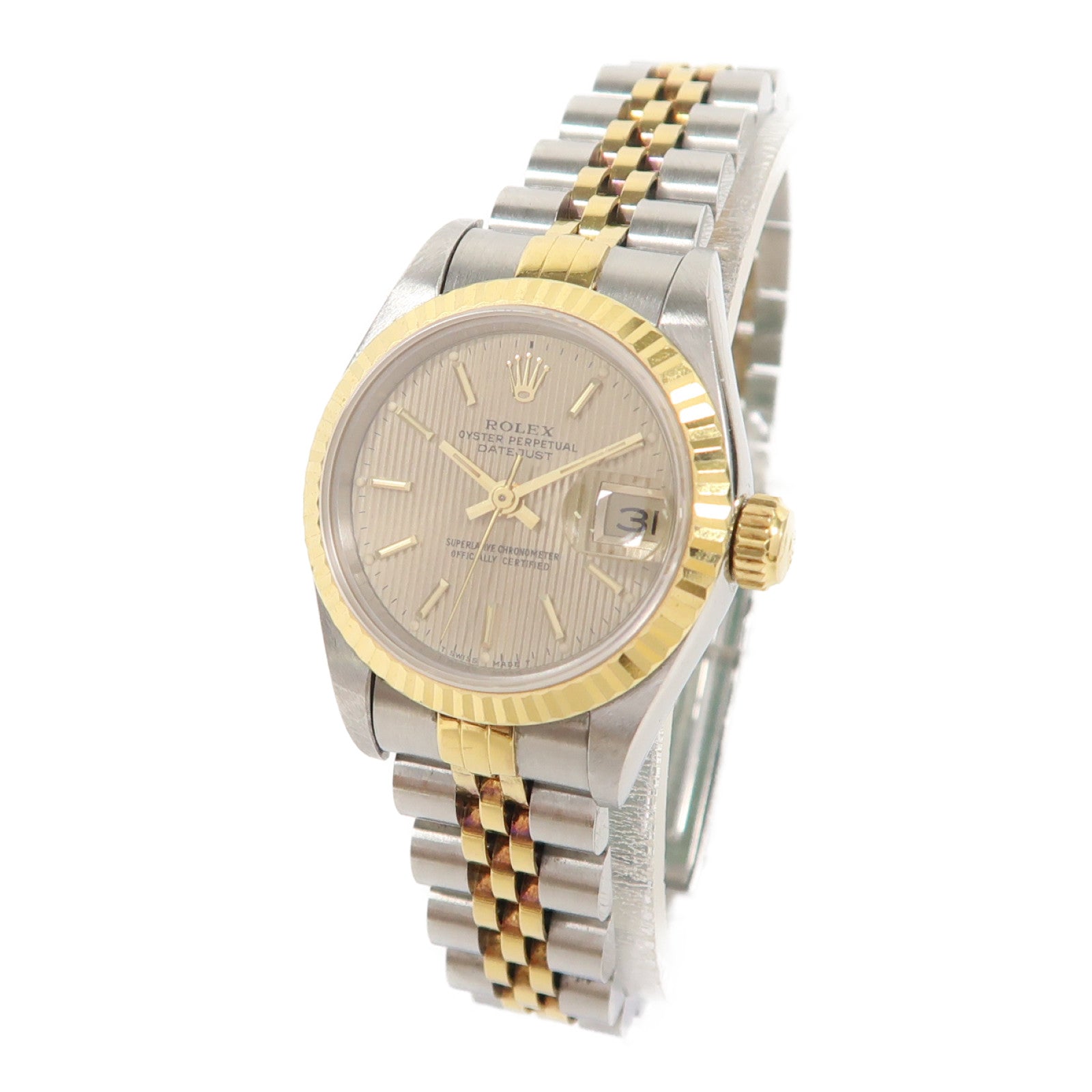 ROLEX Datejust 18K黃金/不鏽鋼手錶自動機芯金色
