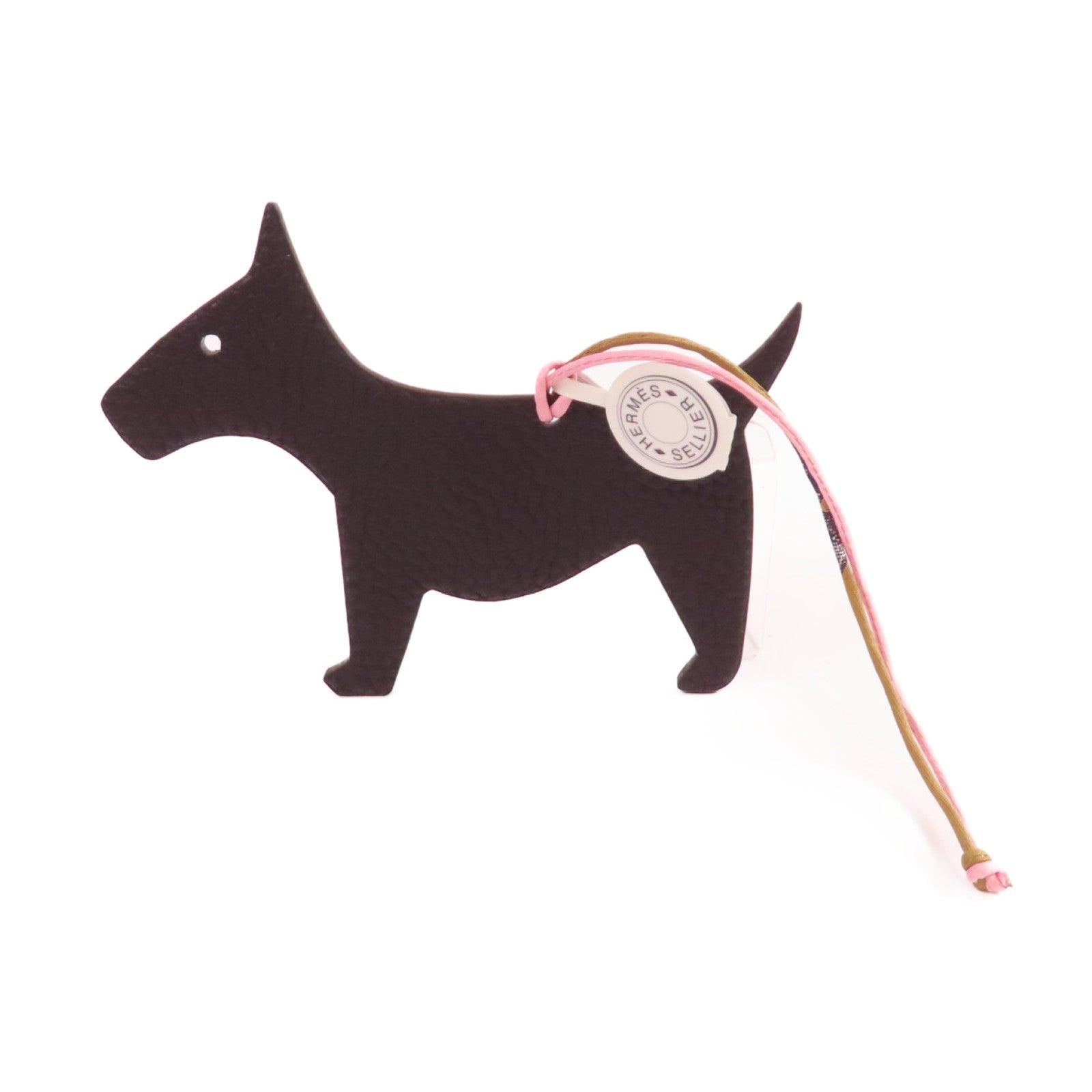 HERMES Clemence皮革/Evercolor皮革Dog Charm掛飾黑色/藍色