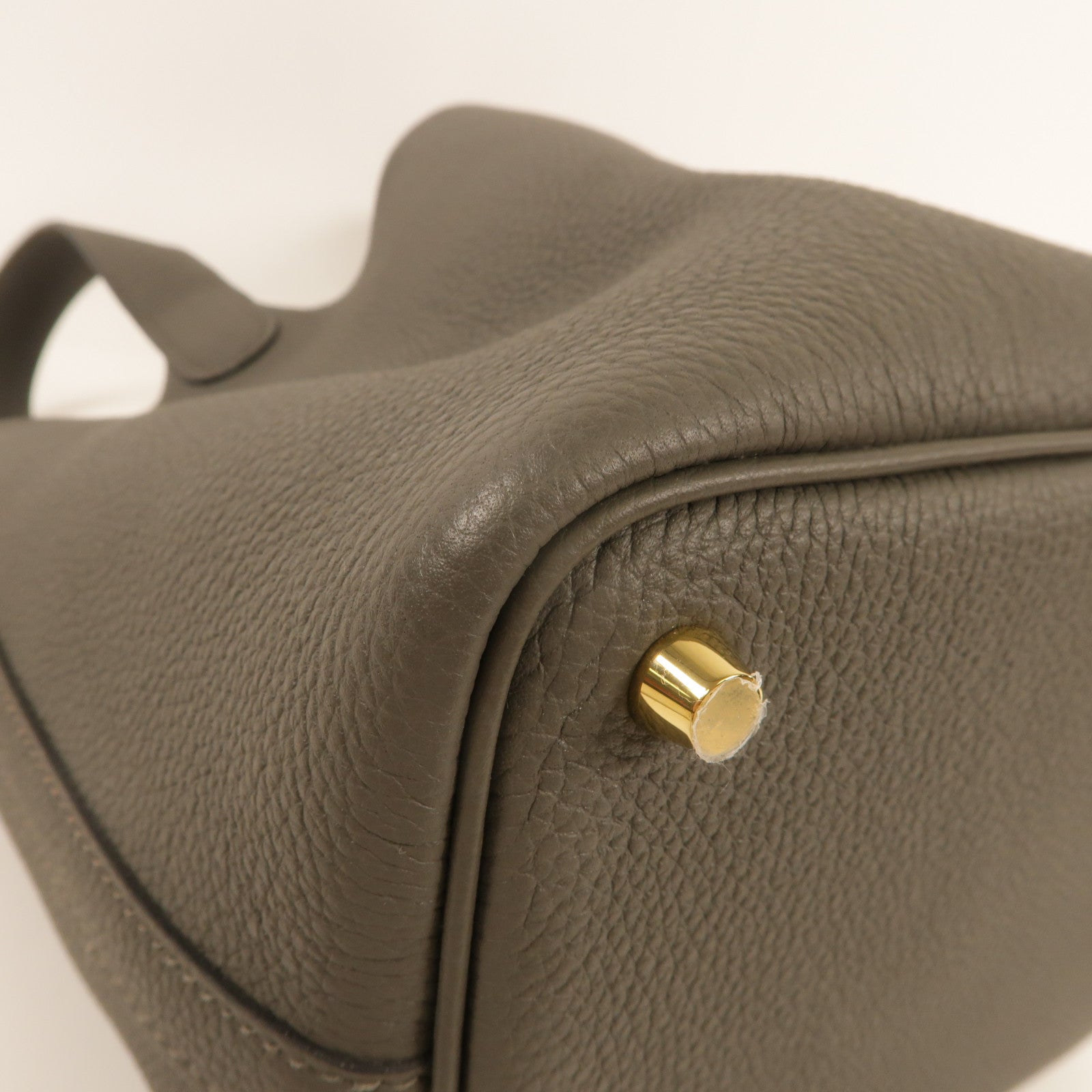 HERMES Clemence皮革Picotin Lock 18金扣手挽袋Gris Meyer