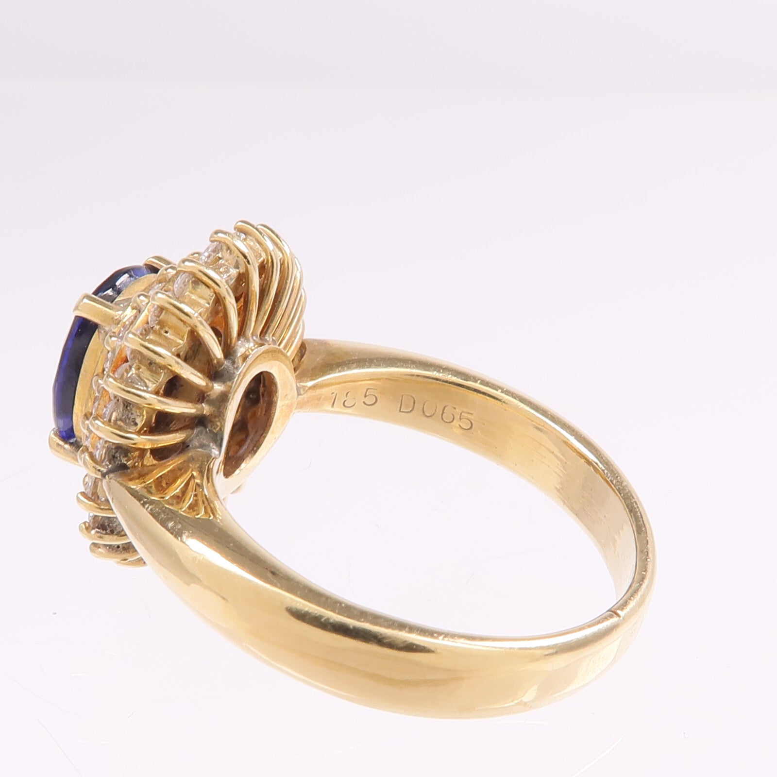 JEWELRY 【激減優惠】18K黃金Sapphire Diamond Ring藍寶石/鑽石戒指US#5.25