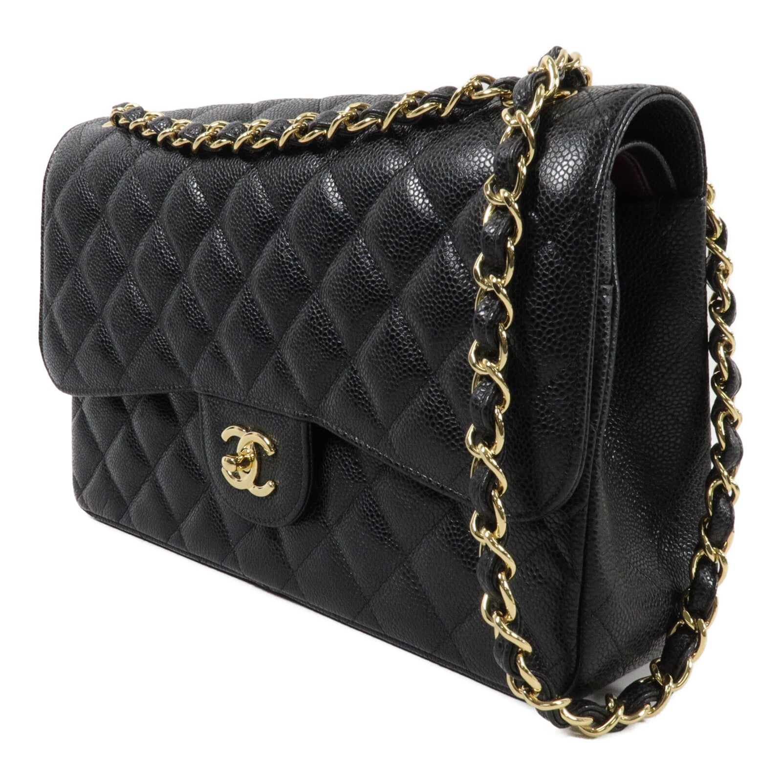 CHANEL 牛皮皮革Large Classic鏈帶肩背袋