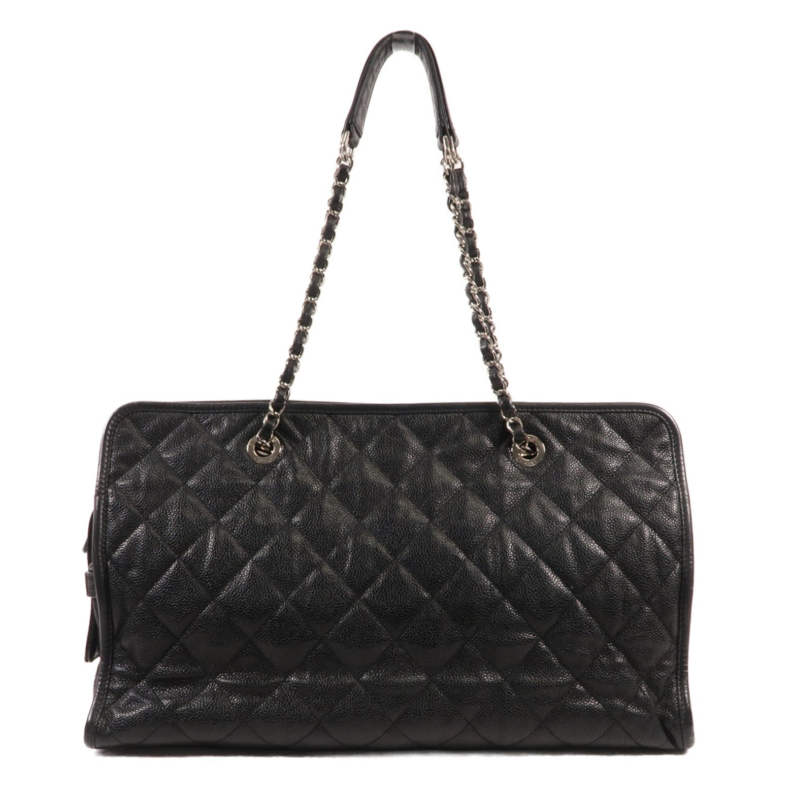 CHANEL 牛皮皮革Chain Shoulder銀扣鏈帶肩背袋