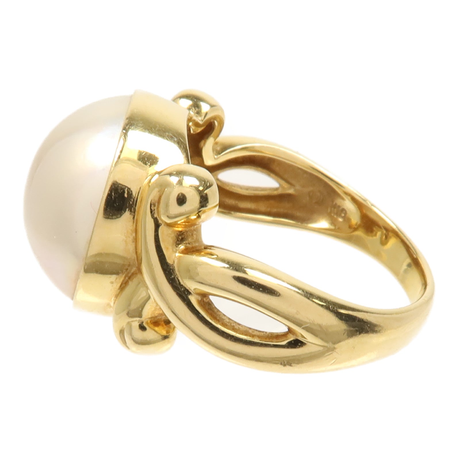 TASAKI 18K黃金Mabe Pearl Ring馬貝珍珠戒指US#6.5