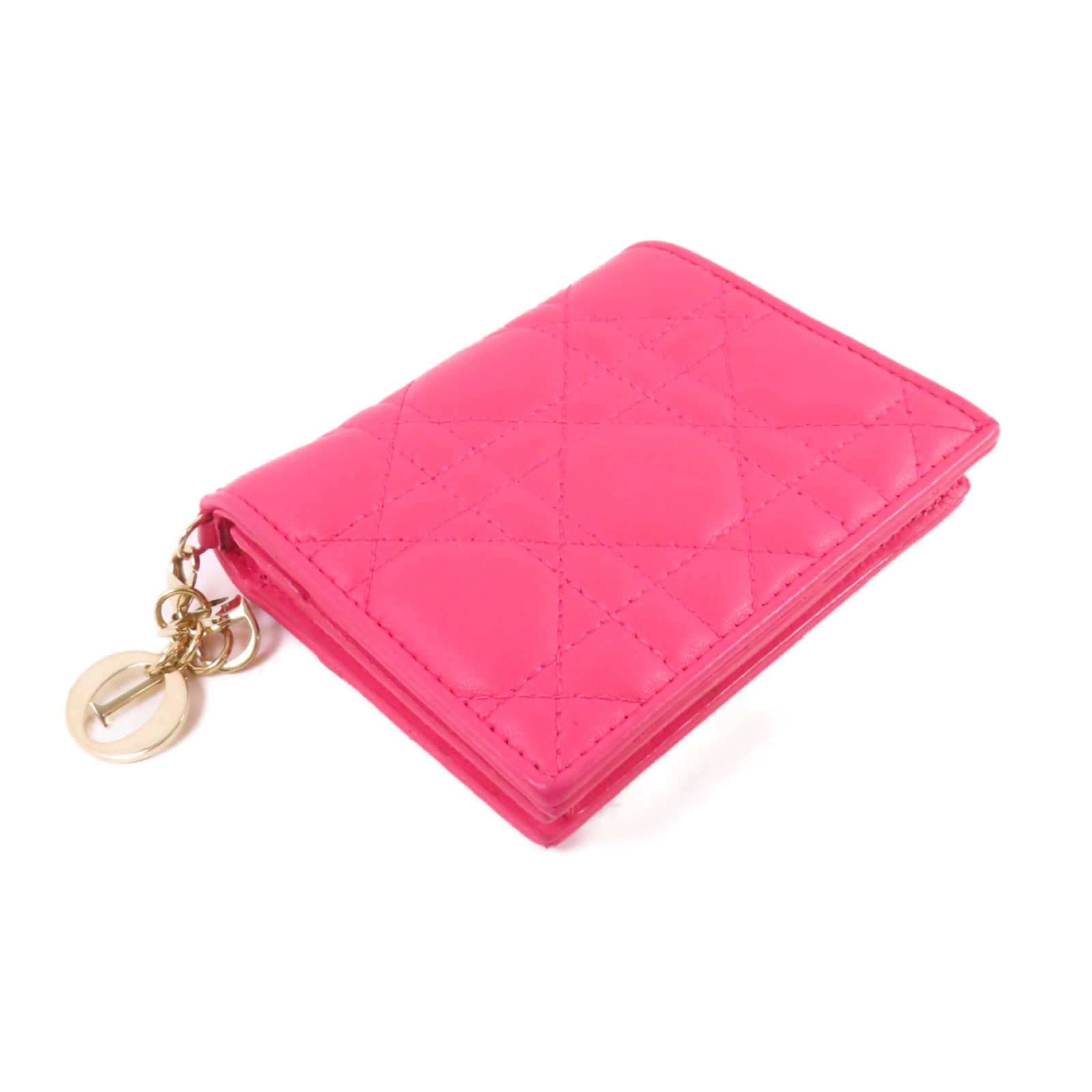 Lady Dior Gardenia ピンク 二つ折り ミニ 財布 【公式通販】