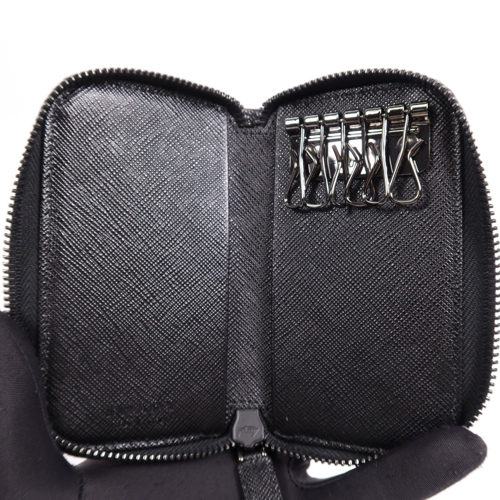 PRADA 牛皮皮革Key Case銀扣鎖匙包