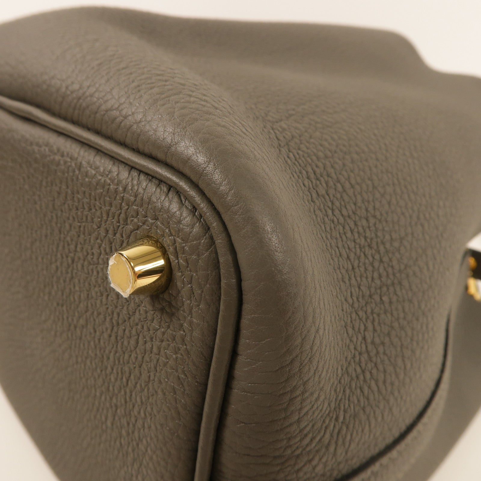 HERMES Clemence皮革Picotin Lock 18金扣手挽袋Gris Meyer