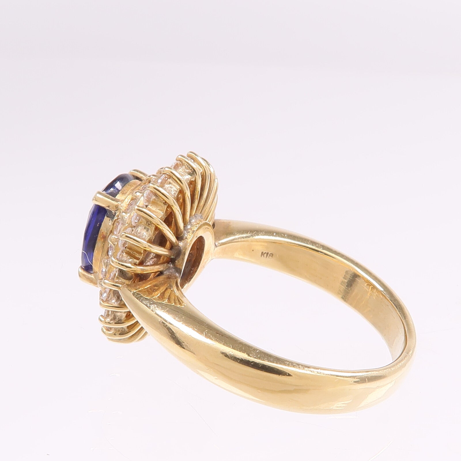 JEWELRY 【激減優惠】18K黃金Sapphire Diamond Ring藍寶石/鑽石戒指US#5.25