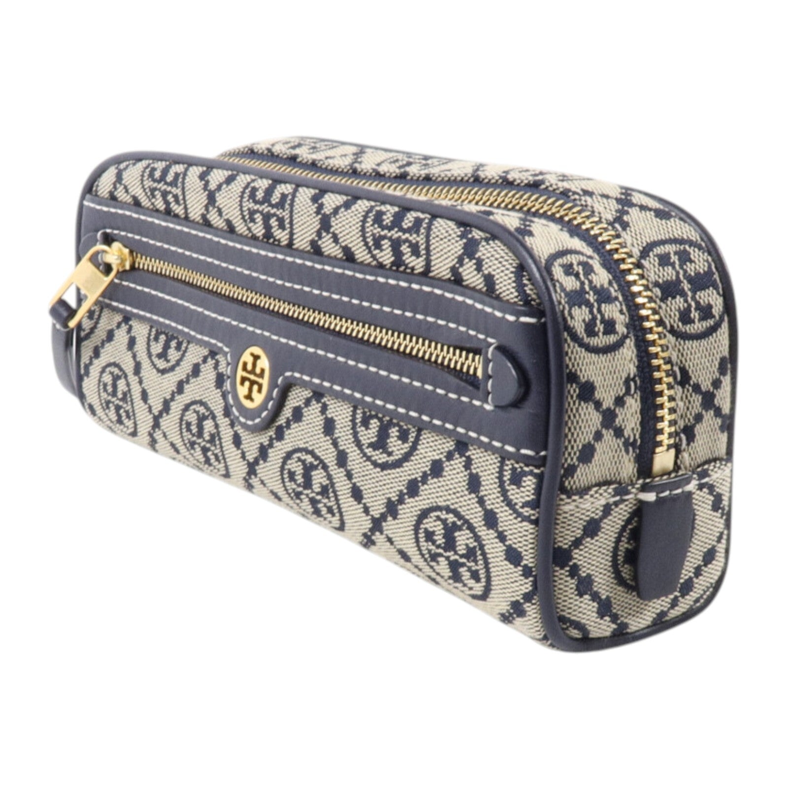 Tory Burch 帆布T Monogram Jacquard Dome Cosmetic Pouch化妝包
