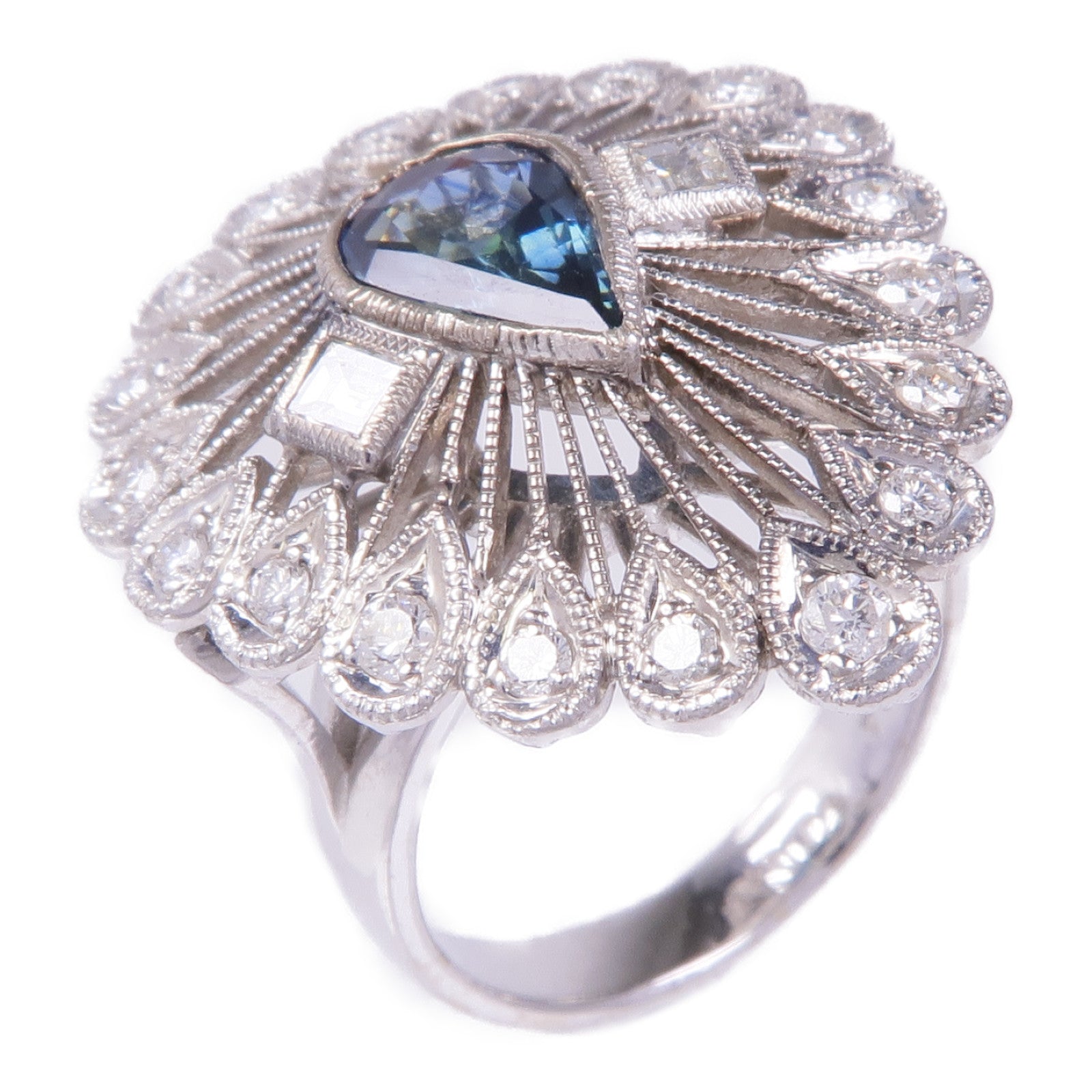 JEWELRY 14K白金Topaz Diamond Ring托帕石/鑽石戒指US#4.75