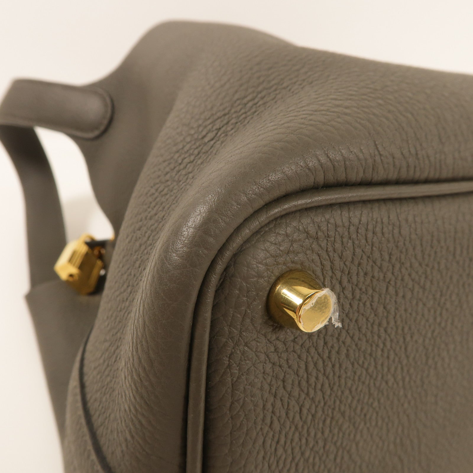 HERMES Clemence皮革Picotin Lock 18金扣手挽袋Gris Meyer
