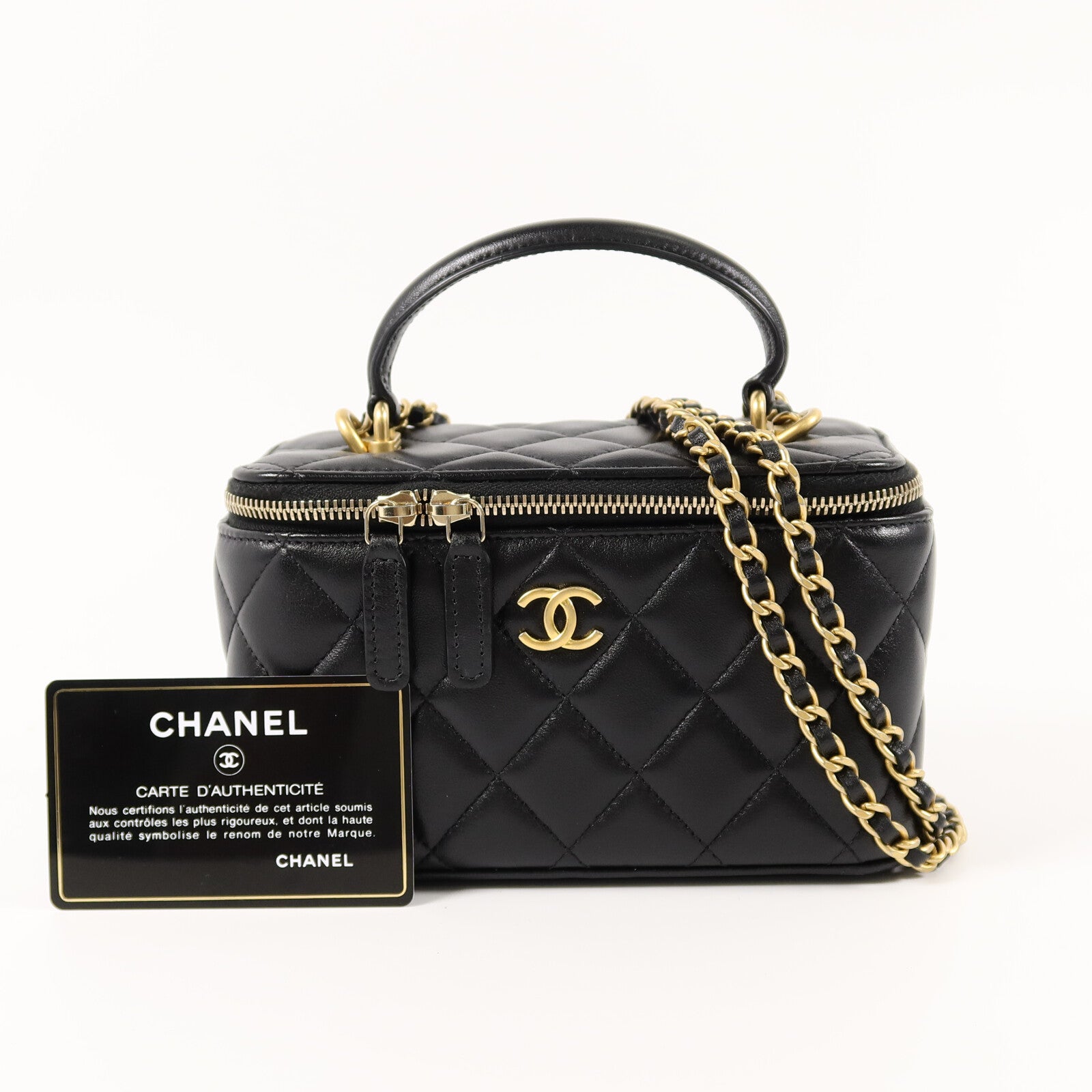 CHANEL 羊皮皮革Top Handle Vanity Case手挽肩背兩用袋